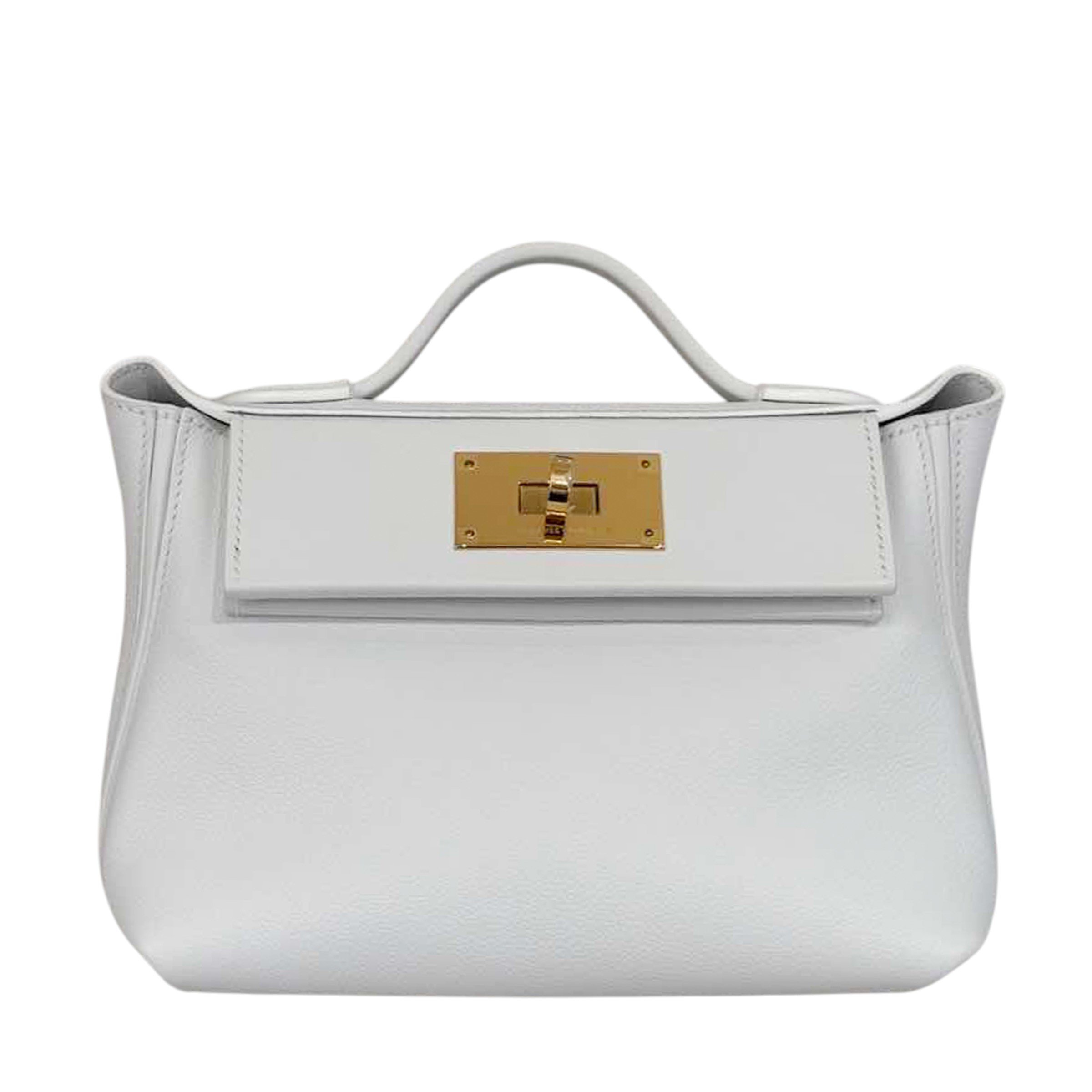 Brand New ( Rank N )  HERMÈS  24/24 - 21 mini White Swift Evercolor Gold hardware K (2025)