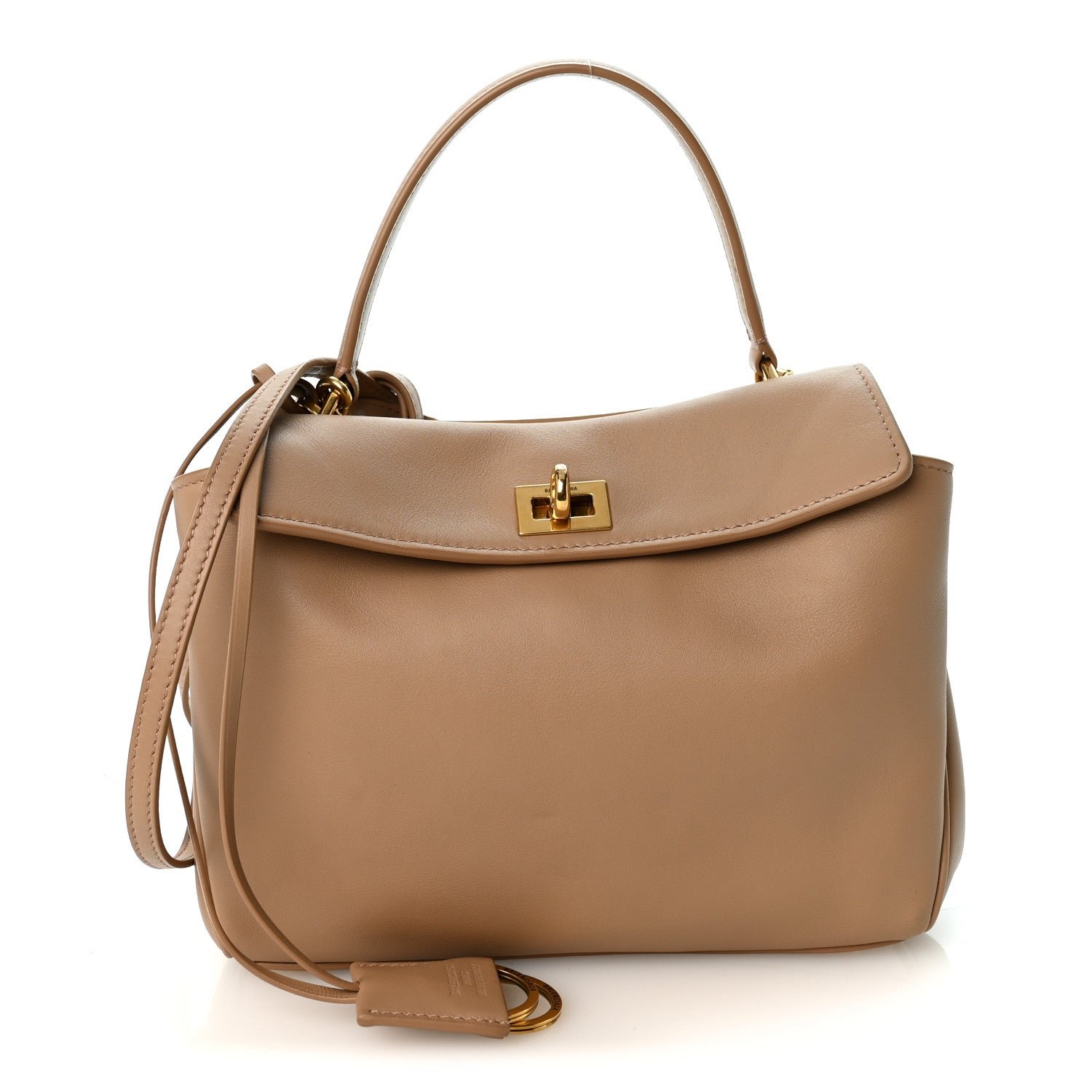 Balenciaga Natural Smooth Calfskin Mini Rodeo Top Handle Handbag Latte