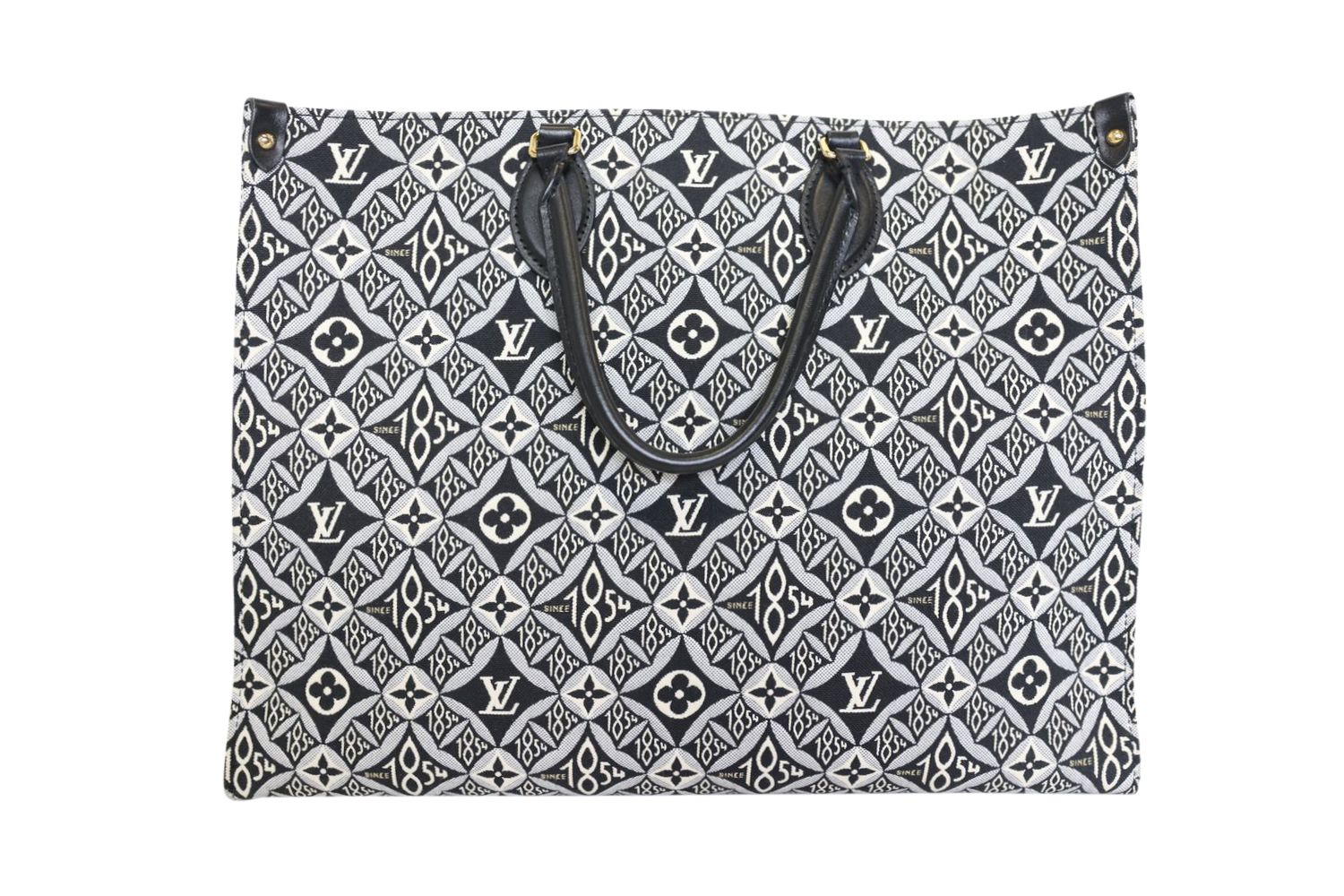 Louis Vuitton Louis Vuitton OnTheGo GM, Black and Gray Monogram Jacquard 1854  and Leather with Gold Hardware, Preowned in Box WA001