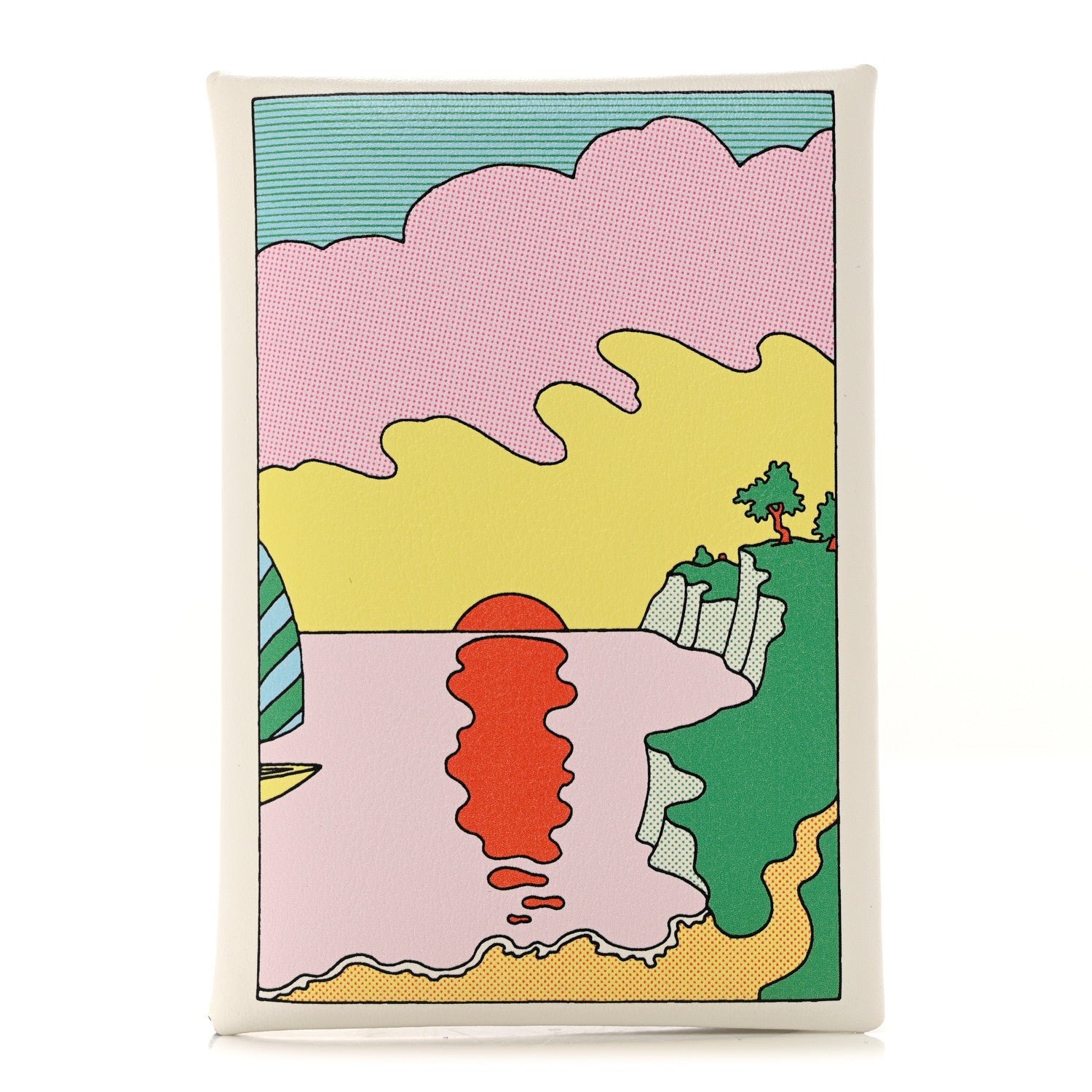 Hermes Swift Le Lever Printed Calvi Duo Card Case White Multicolor