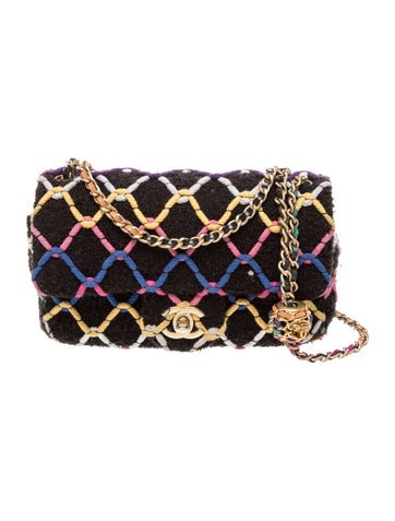 Rectangular Mini Tweed Pearl Crush Flap Bag