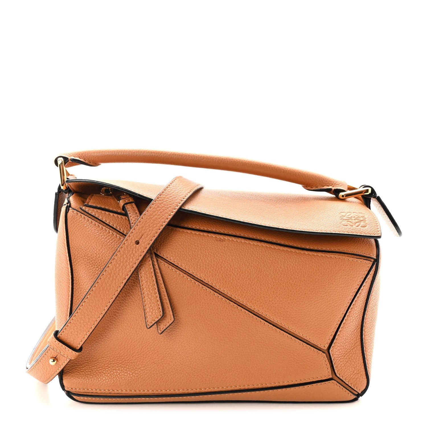 Loewe Grained Calfskin Small Puzzle Bag Tan