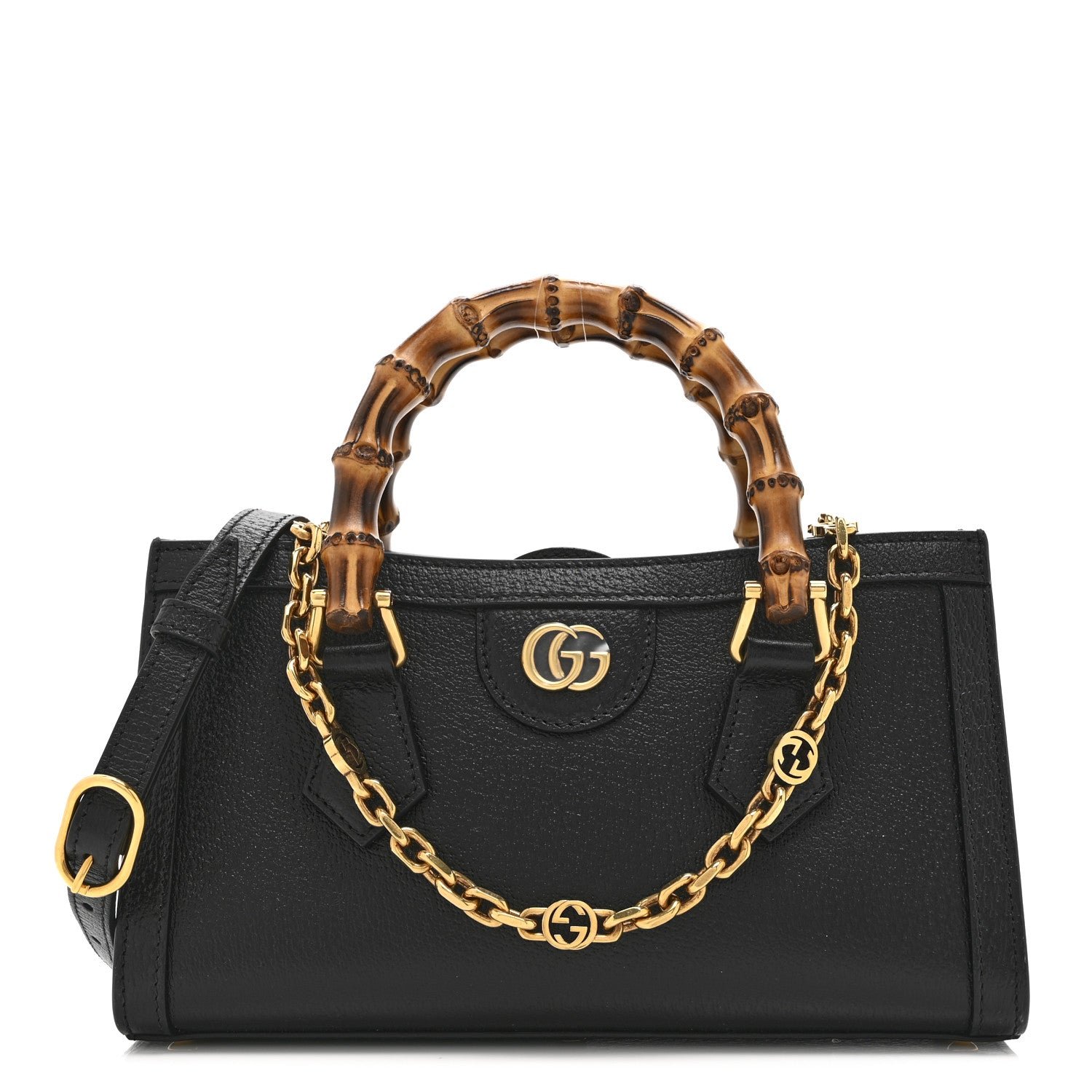 Gucci Textured Dollar Calfskin Web Small Diana Shoulder Bag  Black