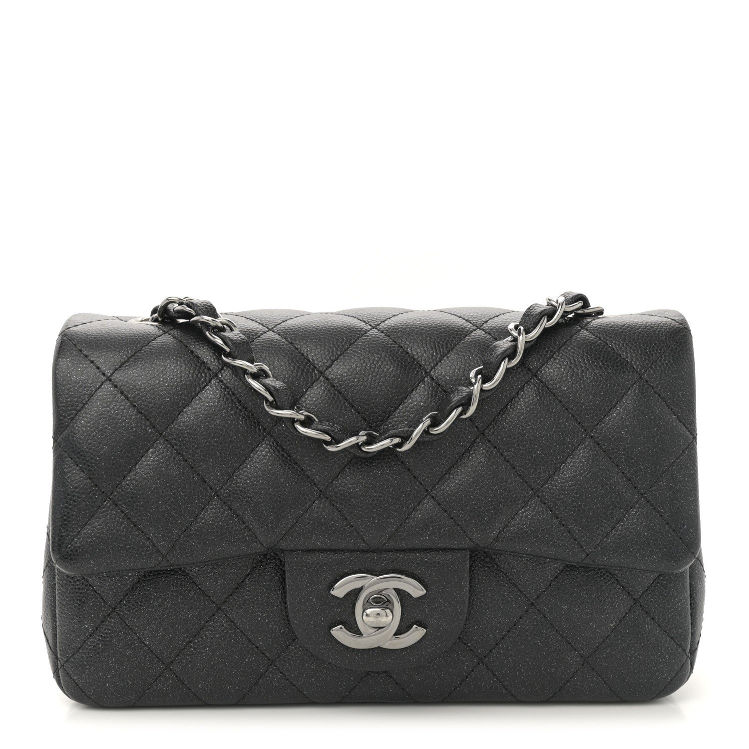 Chanel Iridescent Caviar Quilted Mini Rectangular Flap Black