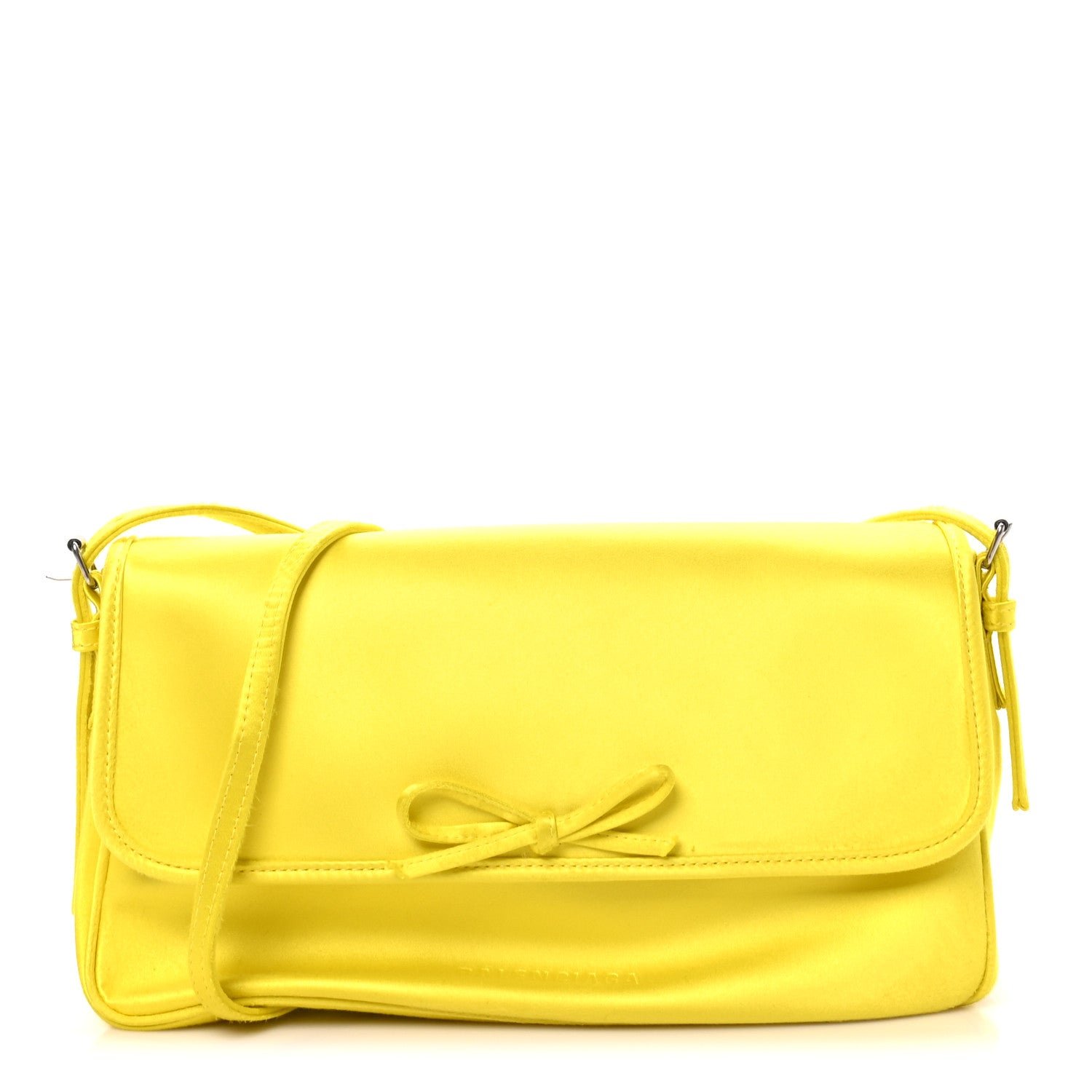 Balenciaga Satin Small Leopolda Shoulder Bag Yellow