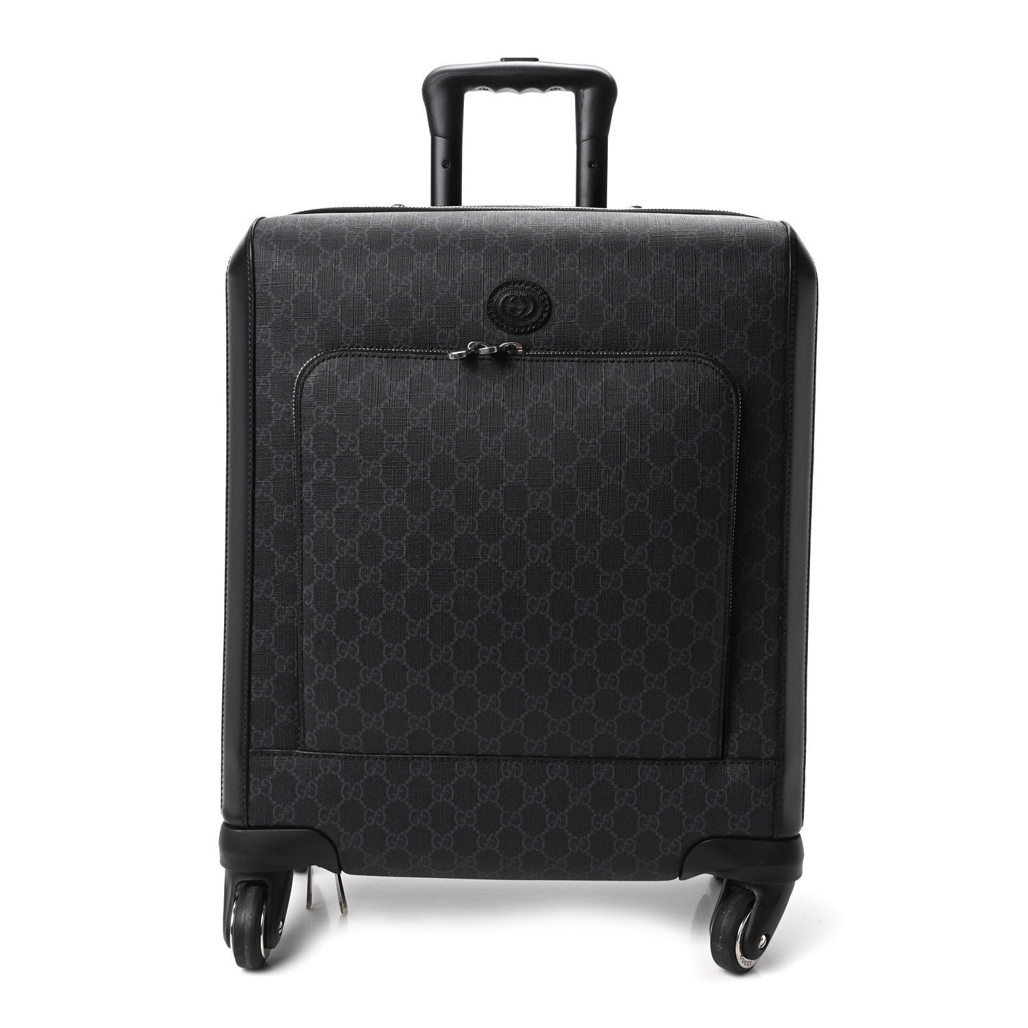 Gucci GG Supreme Monogram Azalea Calfskin Retro Interlocking G Small Savoy Cabin Trolley Black