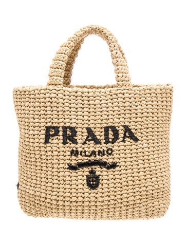 Enameled Metal Triangle Raffia Tote