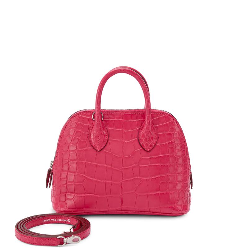 Hermes Rose Extreme Matte Alligator Mini Bolide 1923 Palladium Hardware, 2025
