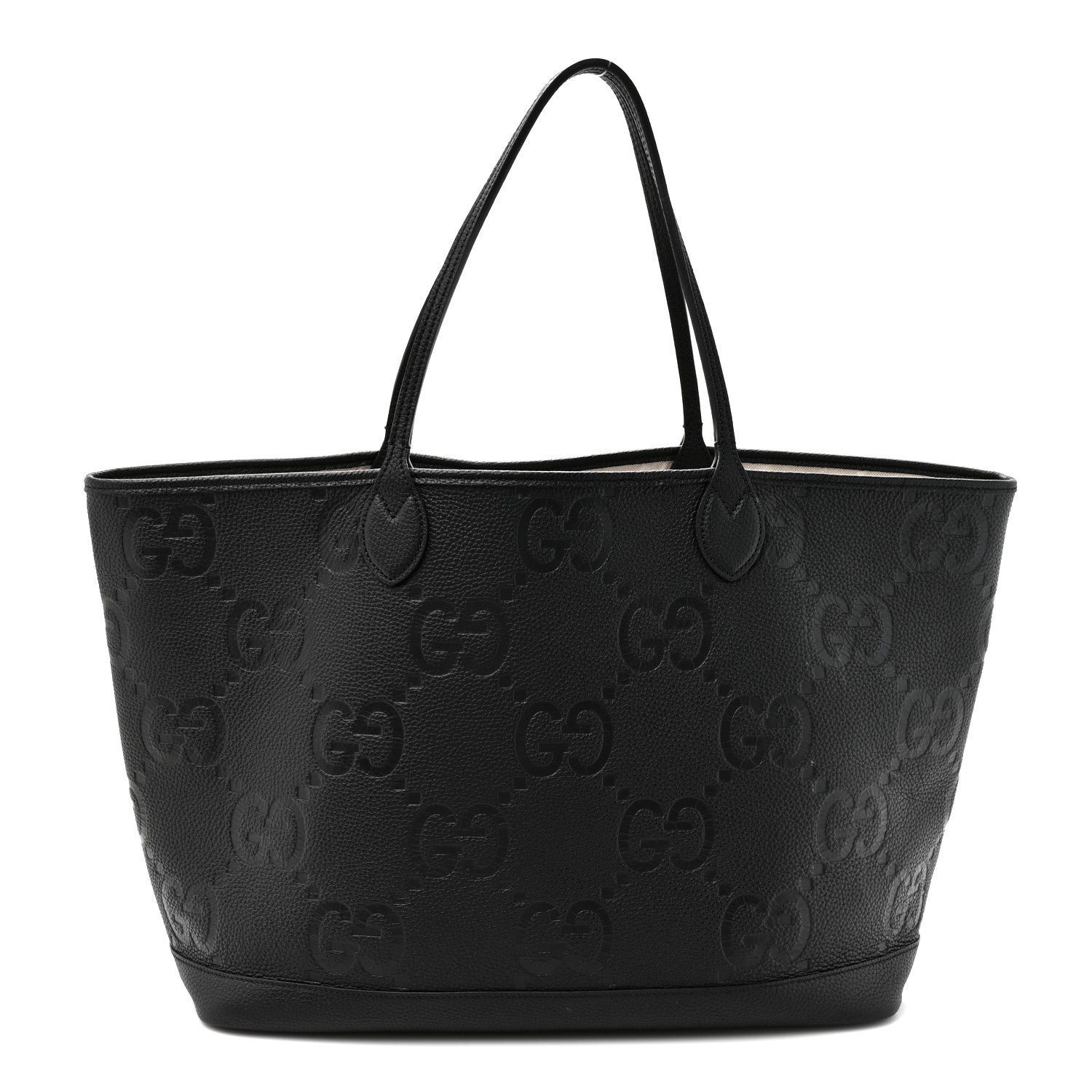 Gucci Monogram Jumbo GG Calfskin Web Large Shopping Tote Black