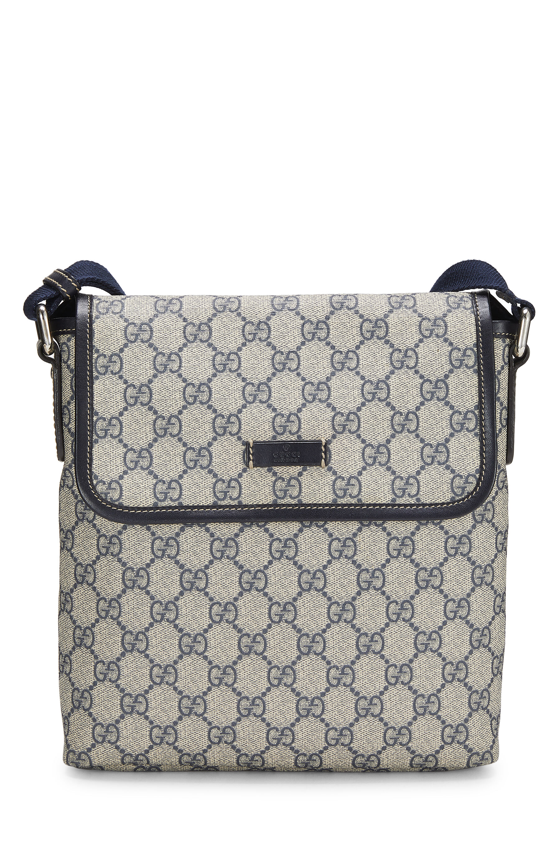 Navy GG Supreme Canvas Flap Messenger Small