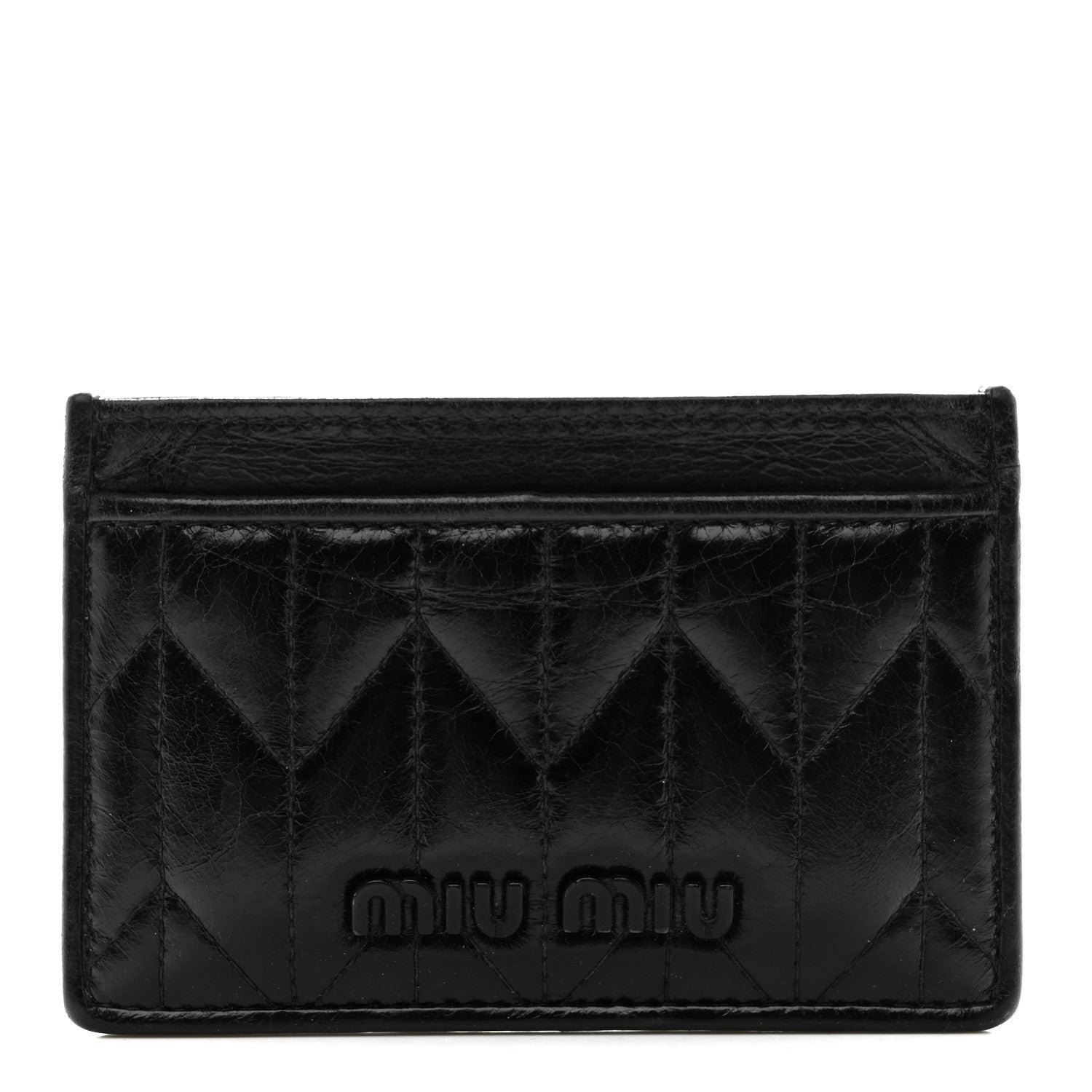 Miu Miu Miu Miu Vitello Shine Trapu Card Holder Black