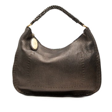 Calf Leather Metallic Pebbled Leather Selleria Shoulder Bag
