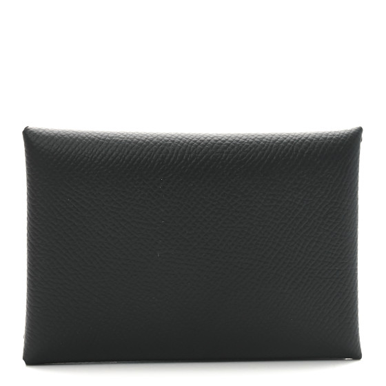 Hermes Epsom Calvi Duo Card Case Black