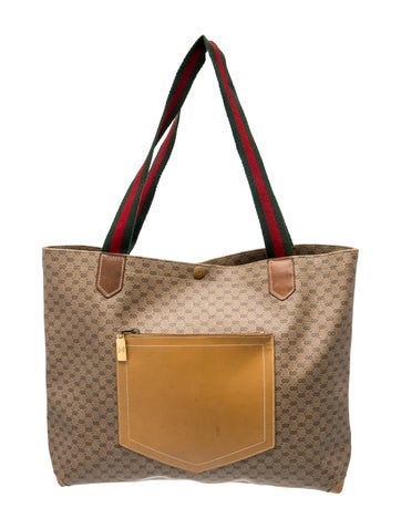 Web Vintage Micro-GG Web Stripe Tote Bag Large Vintage