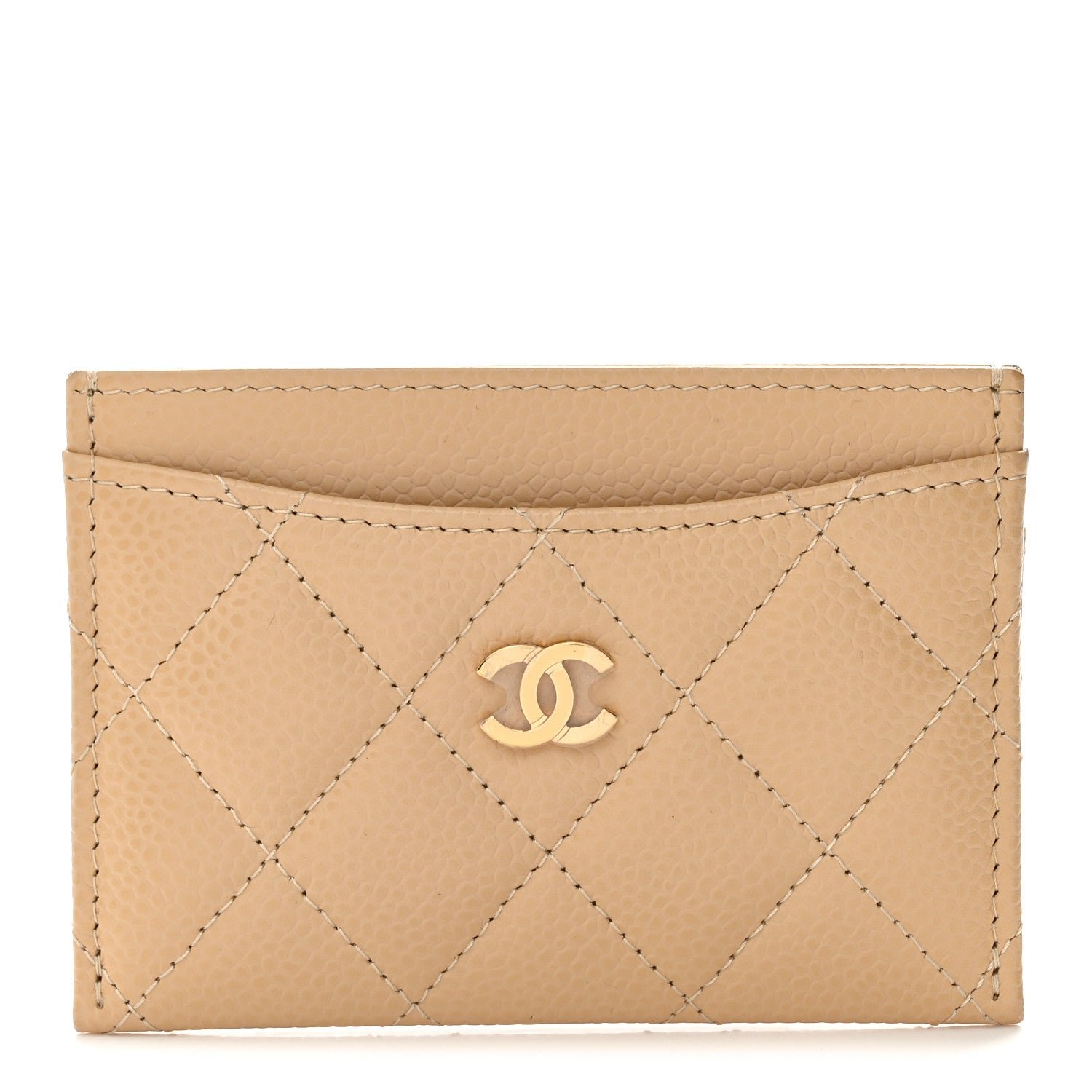 Chanel Caviar Quilted Card Holder Beige
