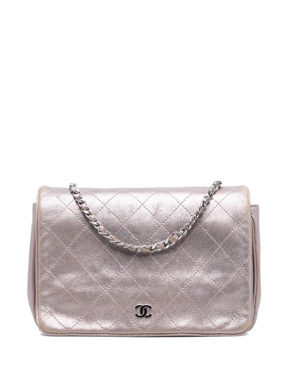 2013-2014 CC Quilted Metallic Lambskin Wallet On Chain crossbody bag