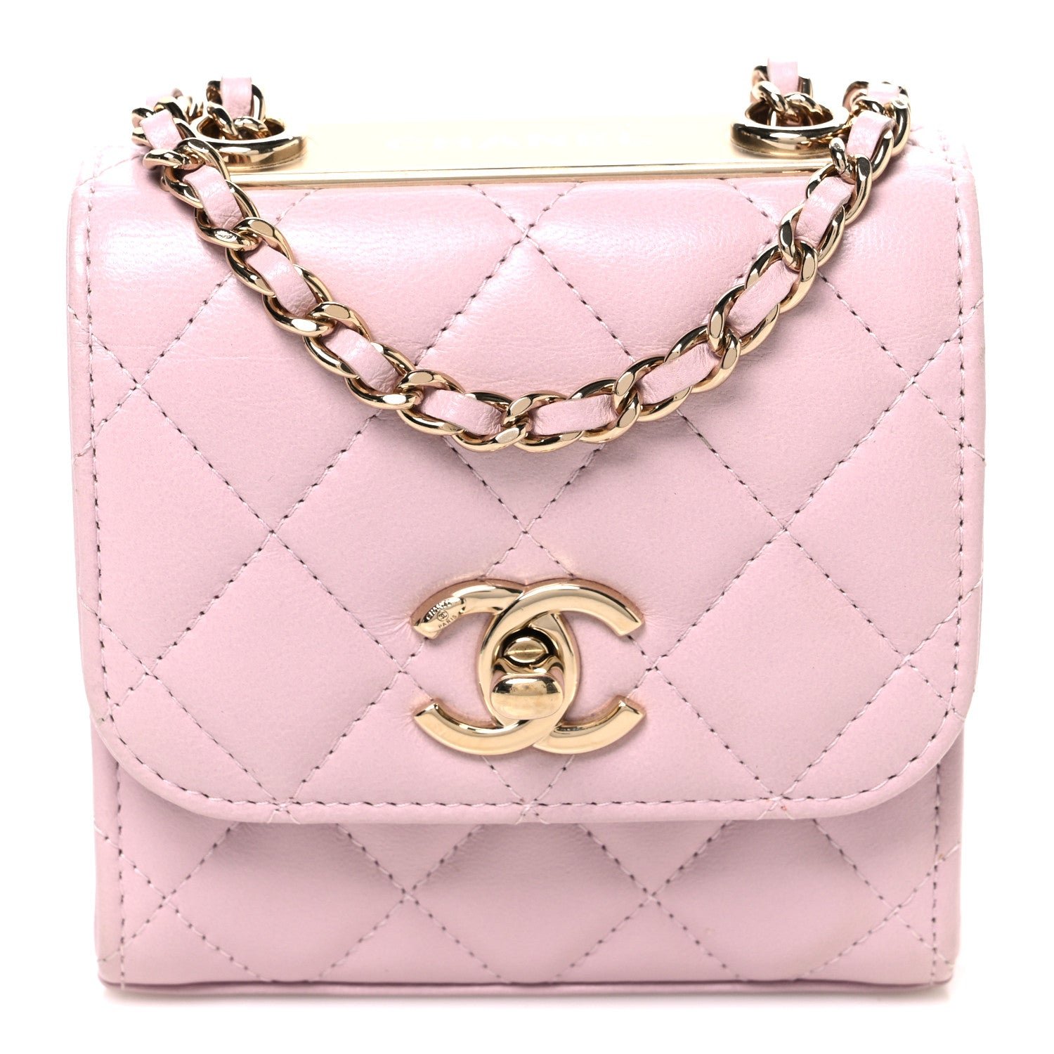 Chanel Lambskin Quilted Mini Trendy CC Clutch With Chain Lilac