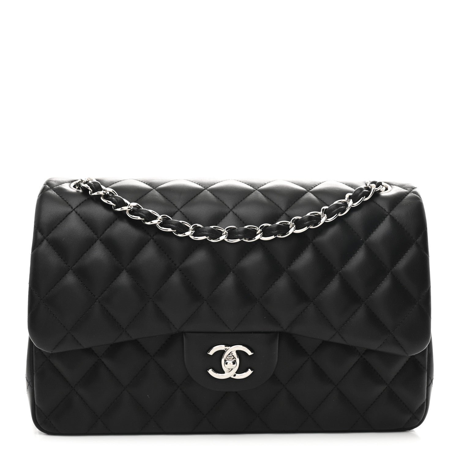 Chanel Lambskin Quilted Jumbo Double Flap Black
