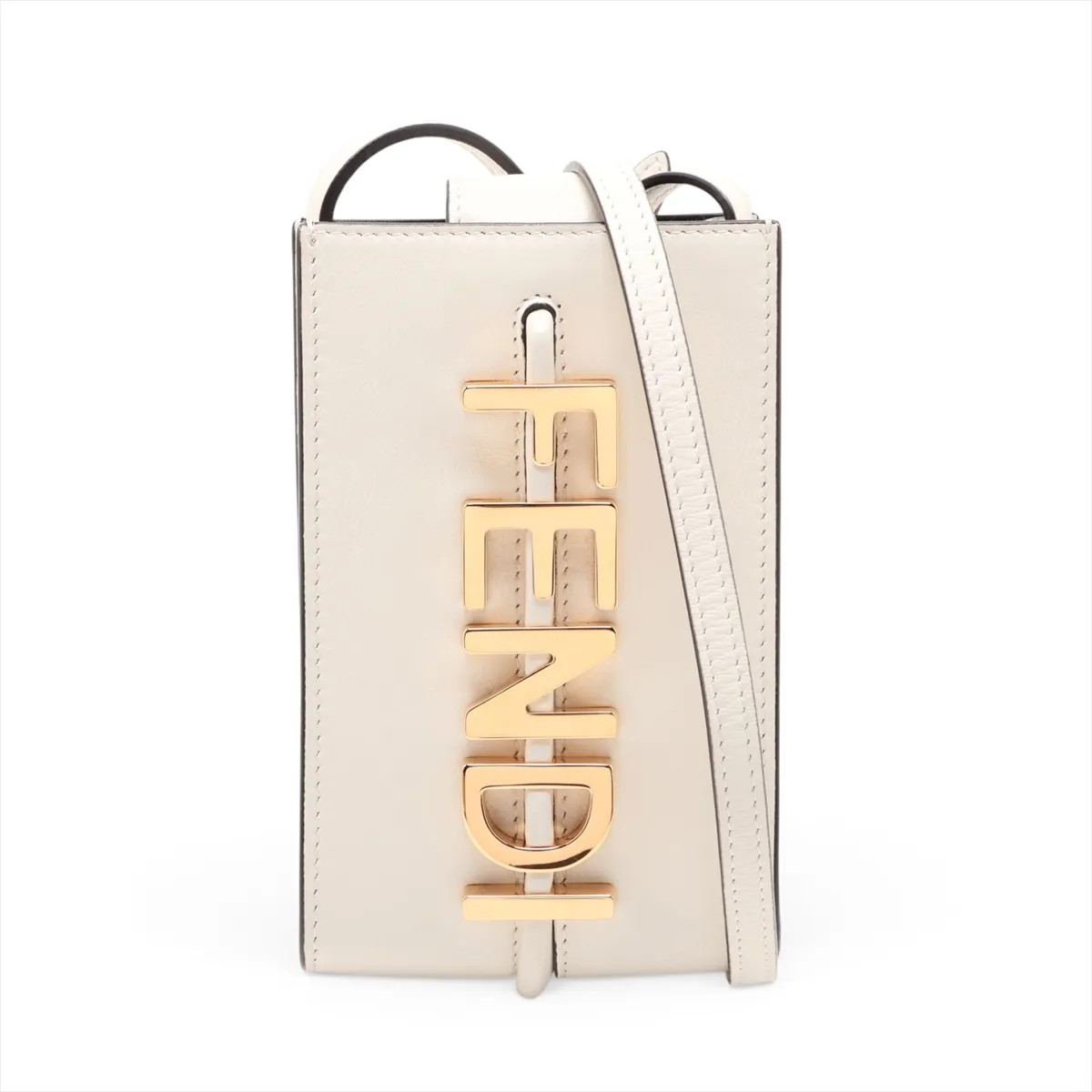 Fendi Phone Pouch 7AS192 Leather Shoulder bag White