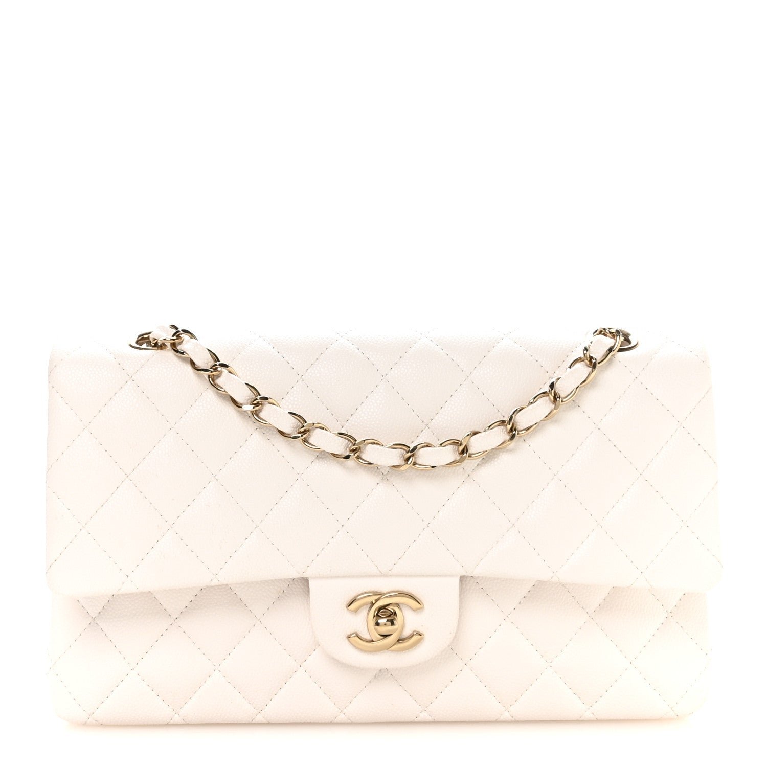 Chanel Caviar Quilted Medium Double Flap White