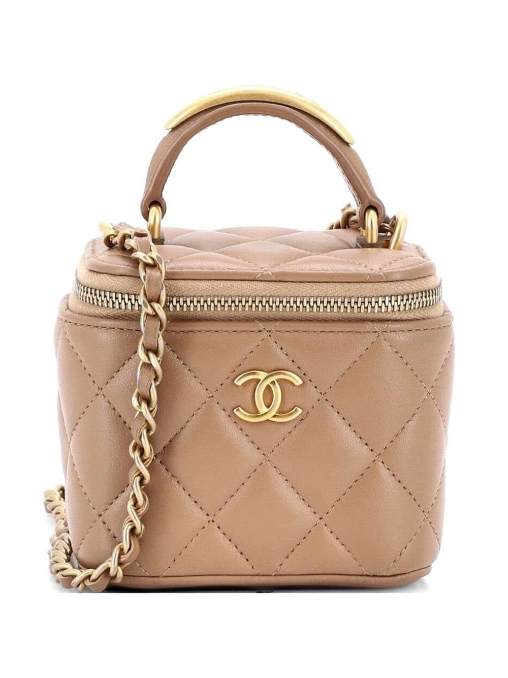 Classic Top Handle Vanity Case with Chain Quilted Lambskin Mini crossbody bag