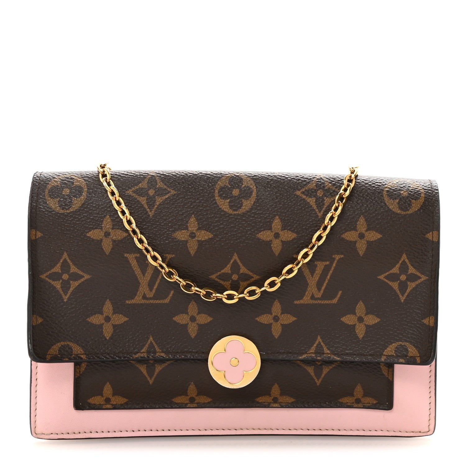 Louis Vuitton Monogram Flore Chain Wallet Rose Ballerine