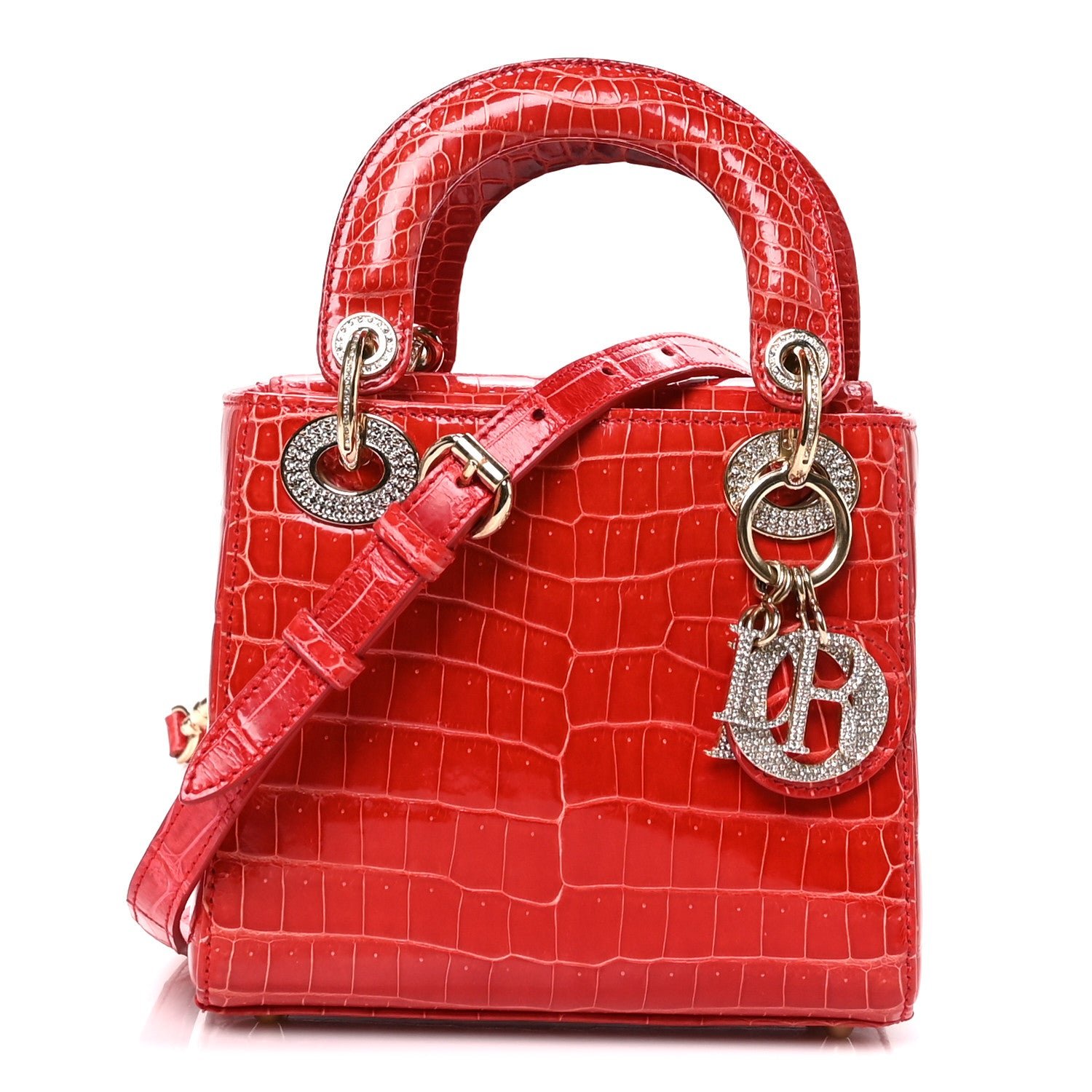 Dior Crocodile Crystal Mini Lady Dior Green