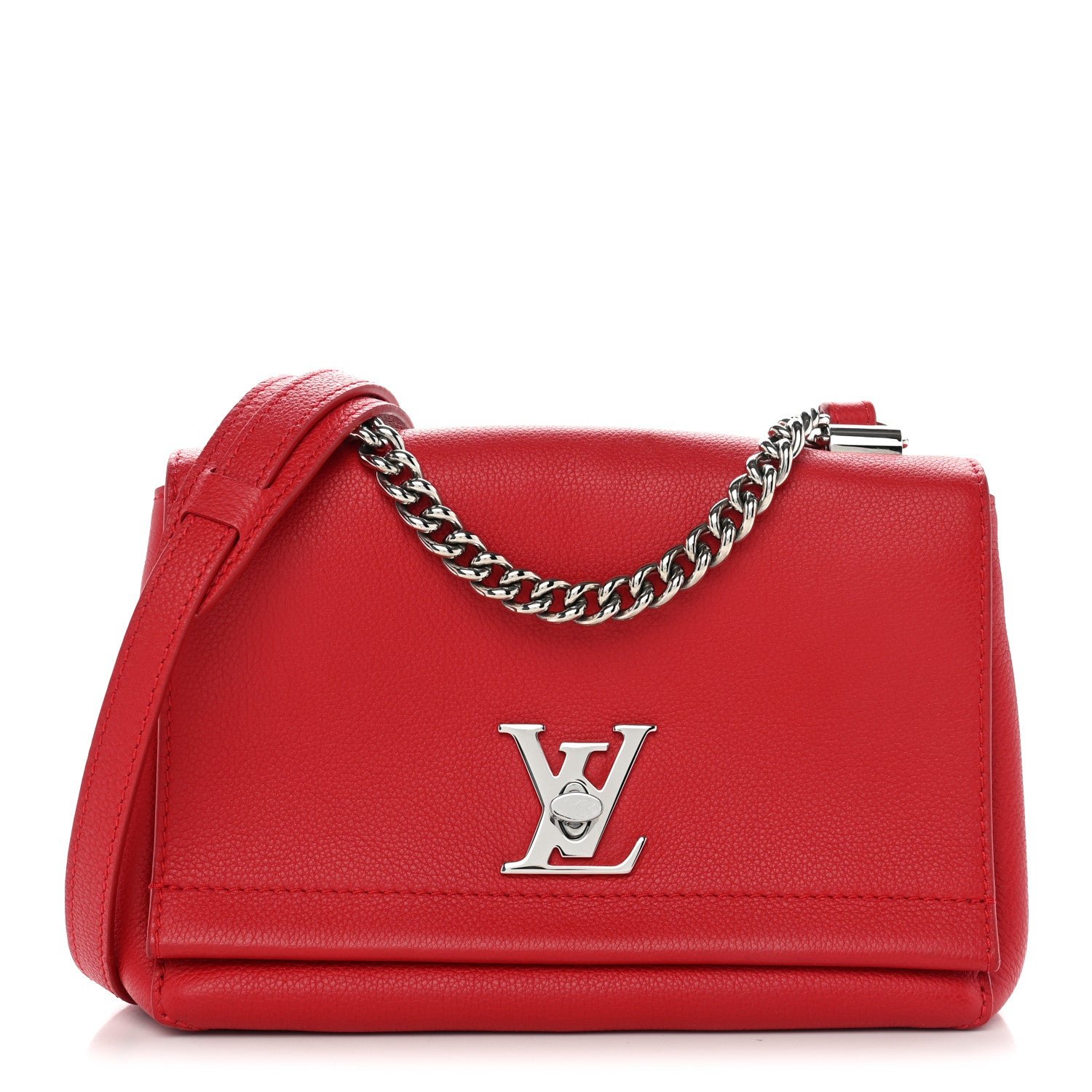 Louis Vuitton Calfskin Lockme II Chain Bag BB Rubis