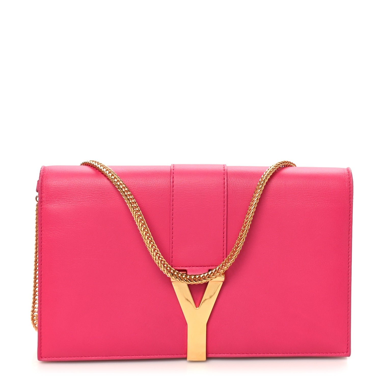 Saint Laurent Calfskin Classic Y Ligne Chain Wallet Bubblegum