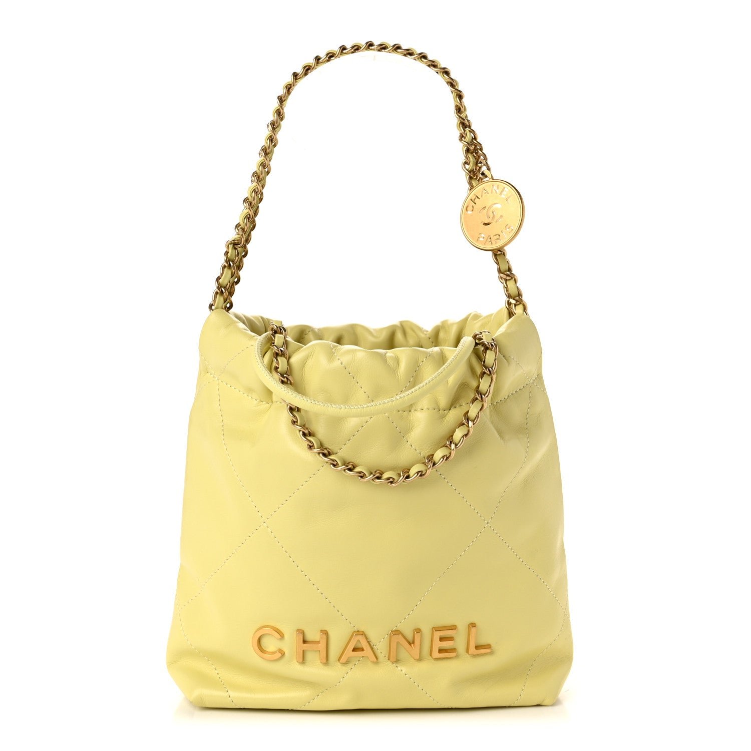 Chanel Shiny Calfskin Quilted Mini Chanel 22 Yellow