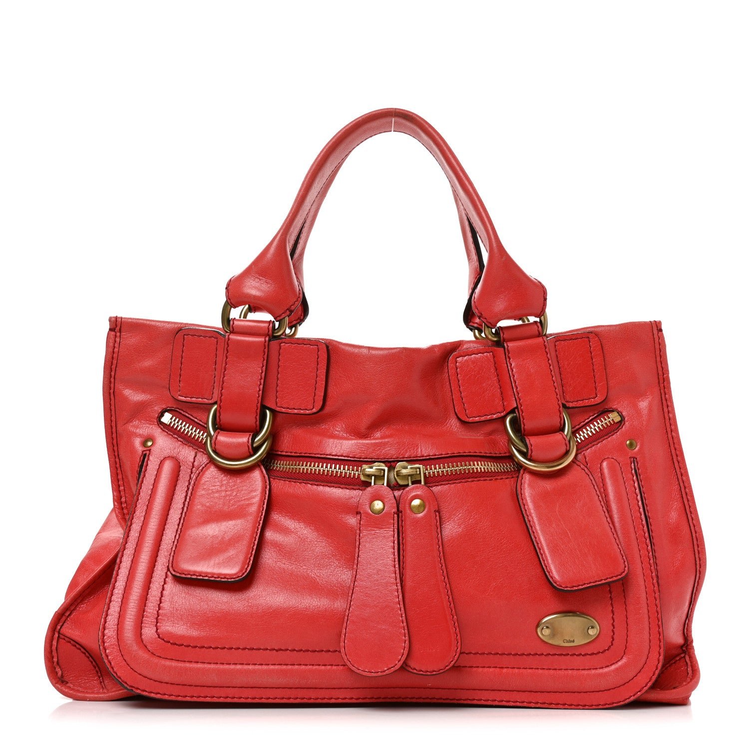 Chloe Calfskin Large Bay Tote Red