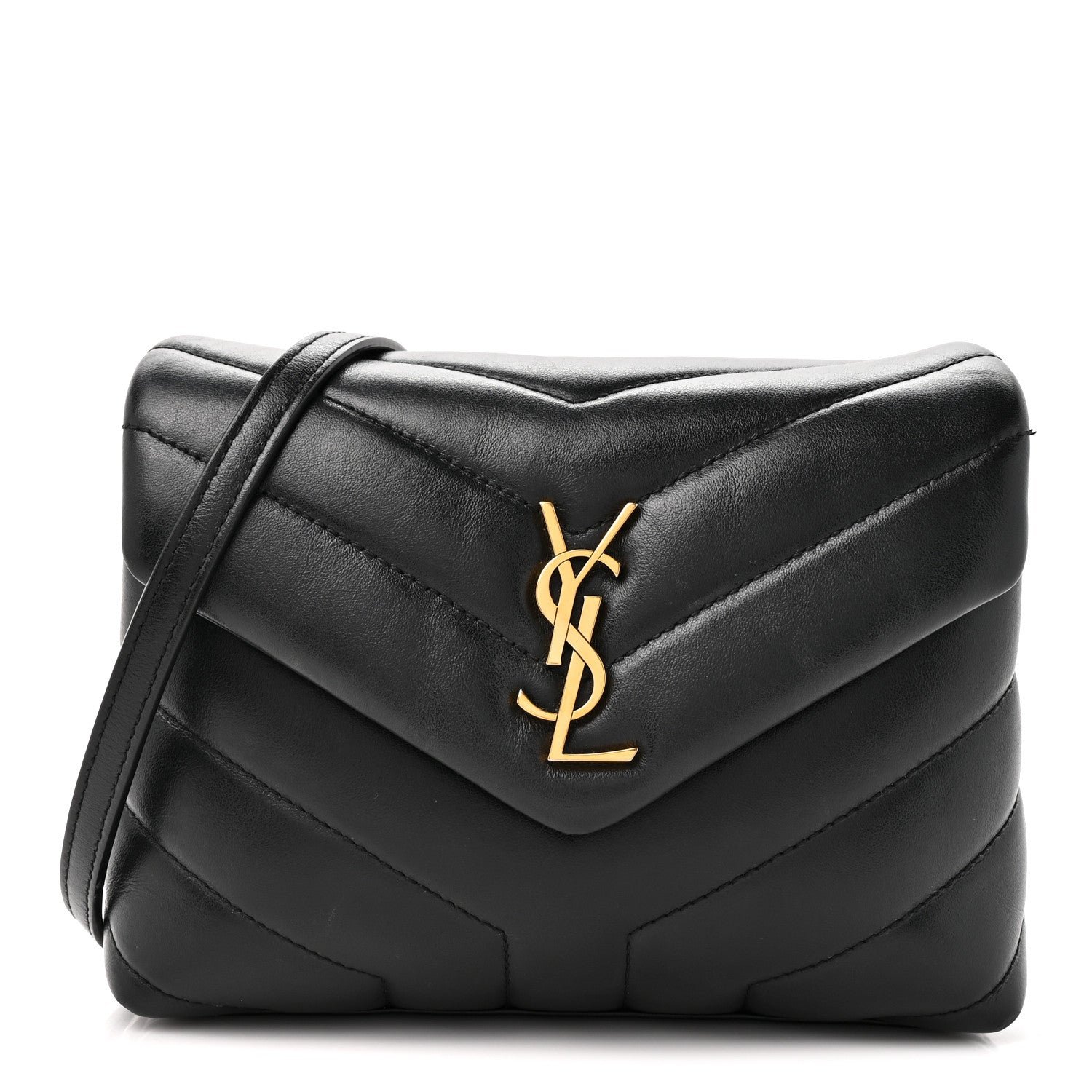 Saint Laurent Calfskin Y Quilted Monogram Toy Loulou Crossbody Bag Black