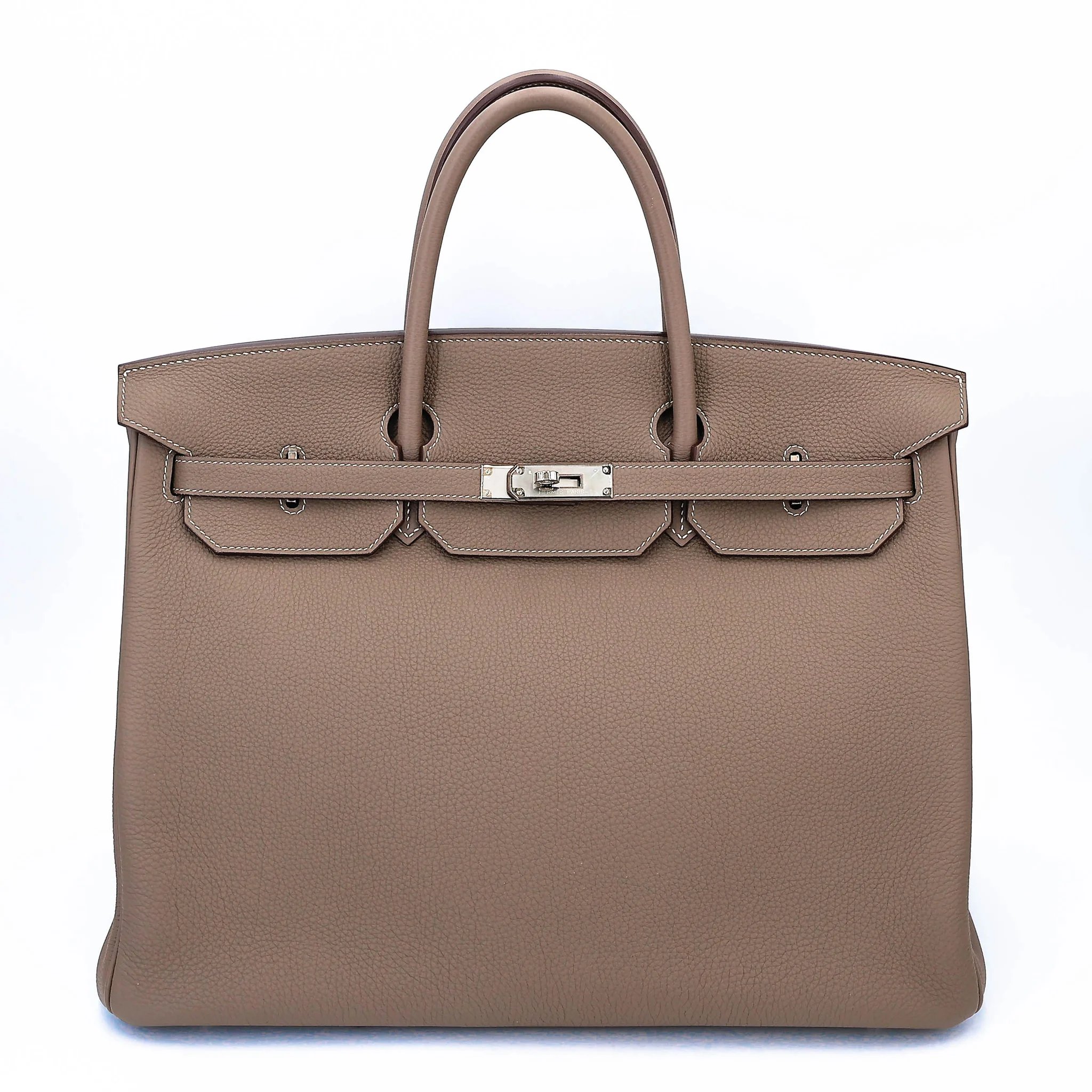 Excellent ( Rank SA ) HERMÈS Birkin 40 Etoupe (18) Togo Palladium hardware D (2019)
