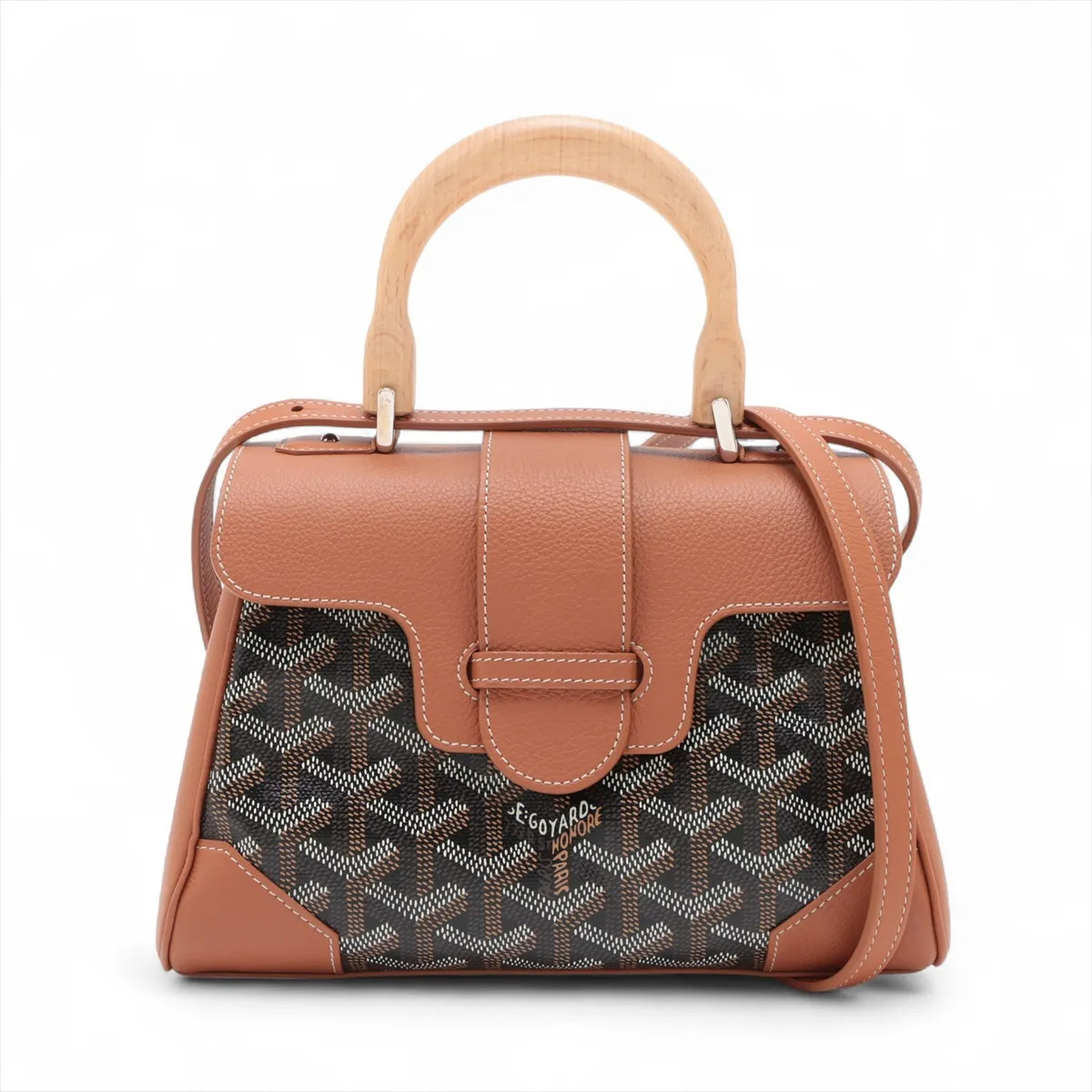 Goyard Saigon Mini PVCx leather 2 Way Handbag Brown
