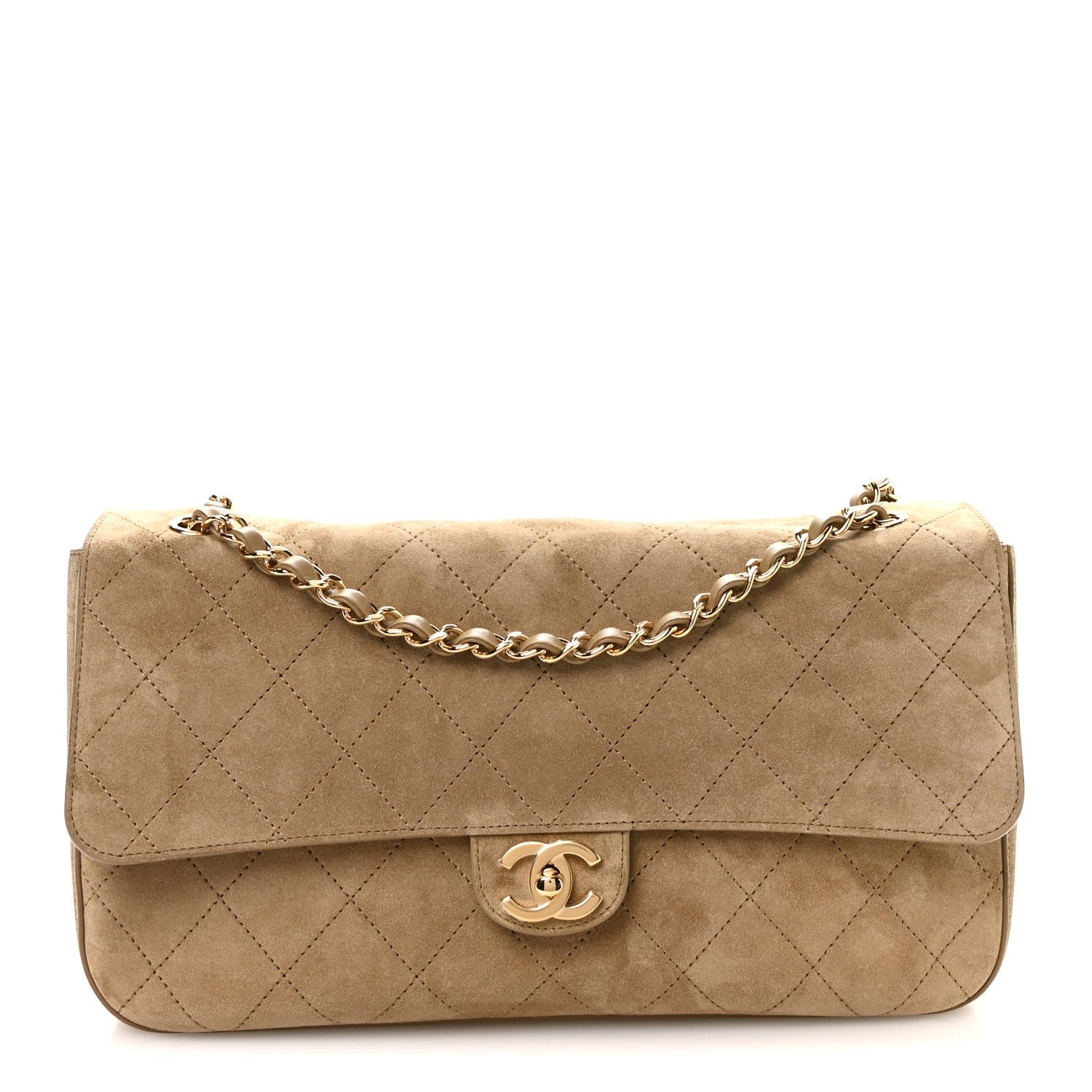 Chanel Suede Calfskin Small Souplissimo Maxi Flap Dark Beige