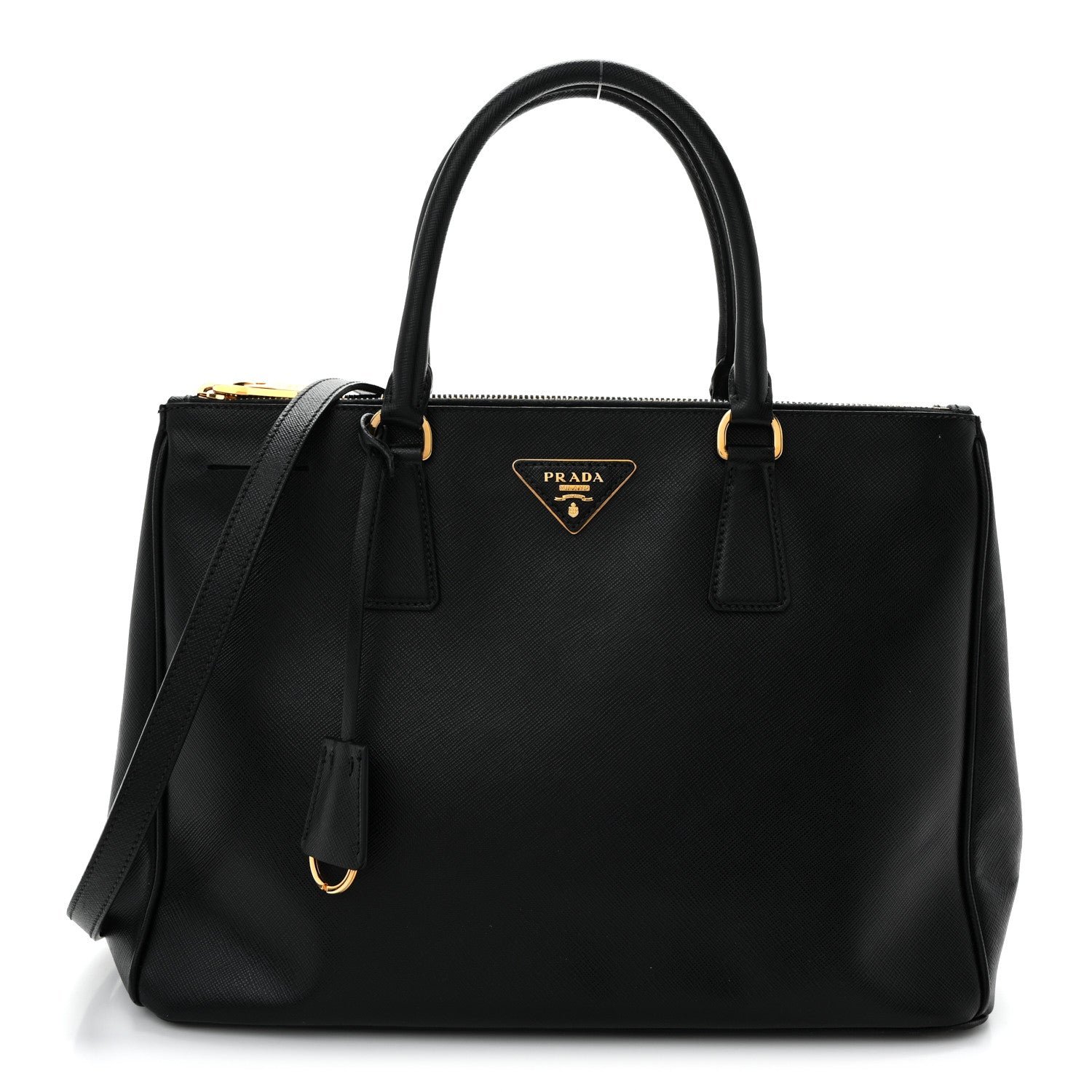 Prada Saffiano Medium Galleria Double Zip Tote Black