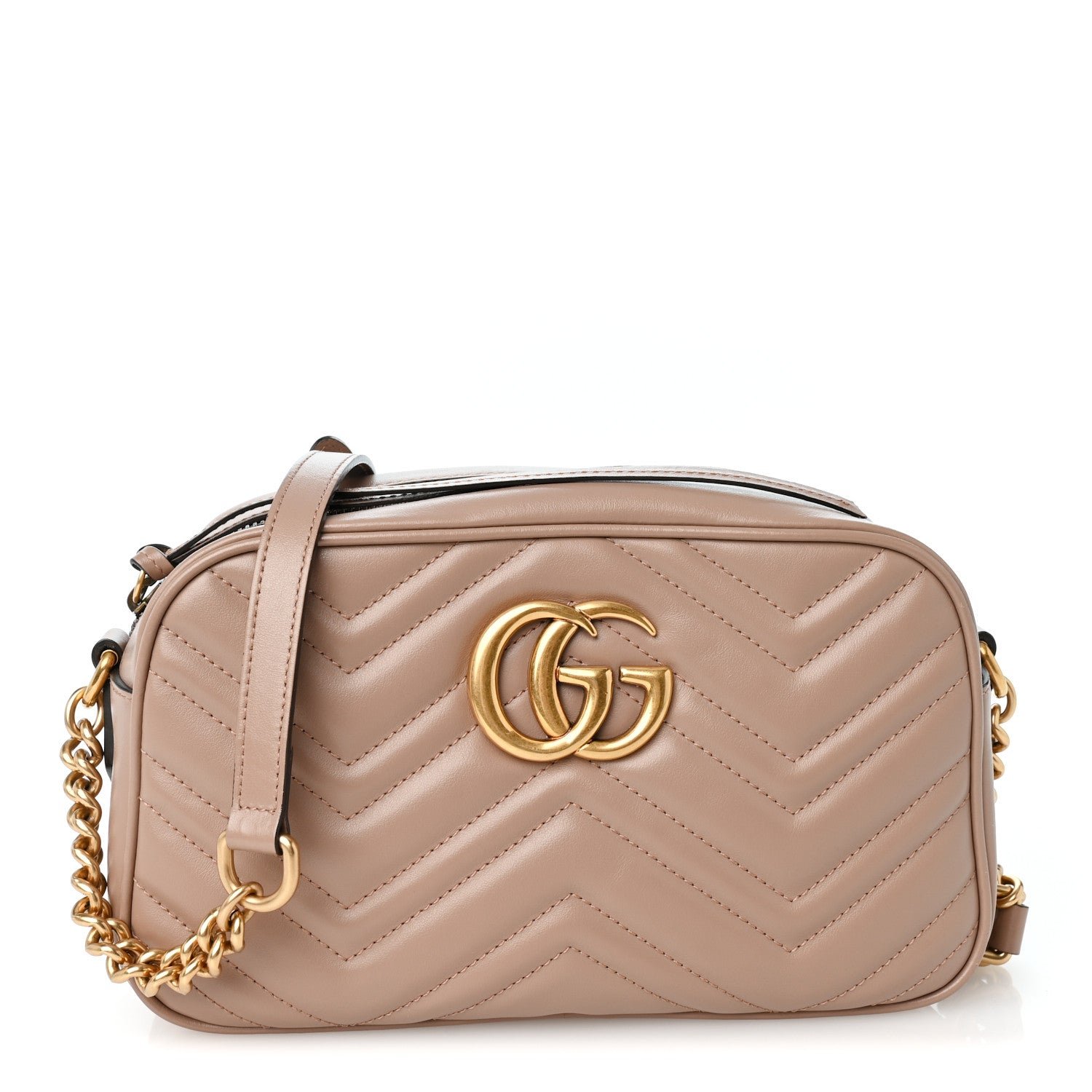 Calfskin Matelasse Small GG Marmont Chain Shoulder Bag Porcelain Rose