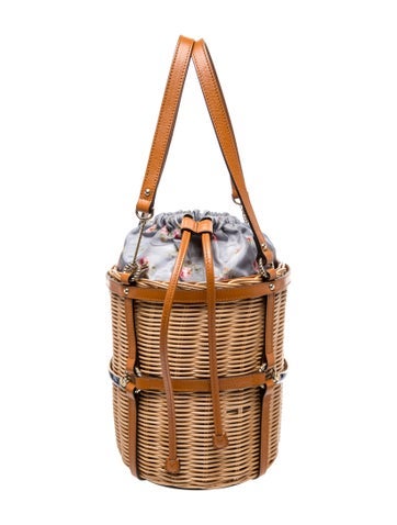 Interlocking G Wicker Bucket Bag