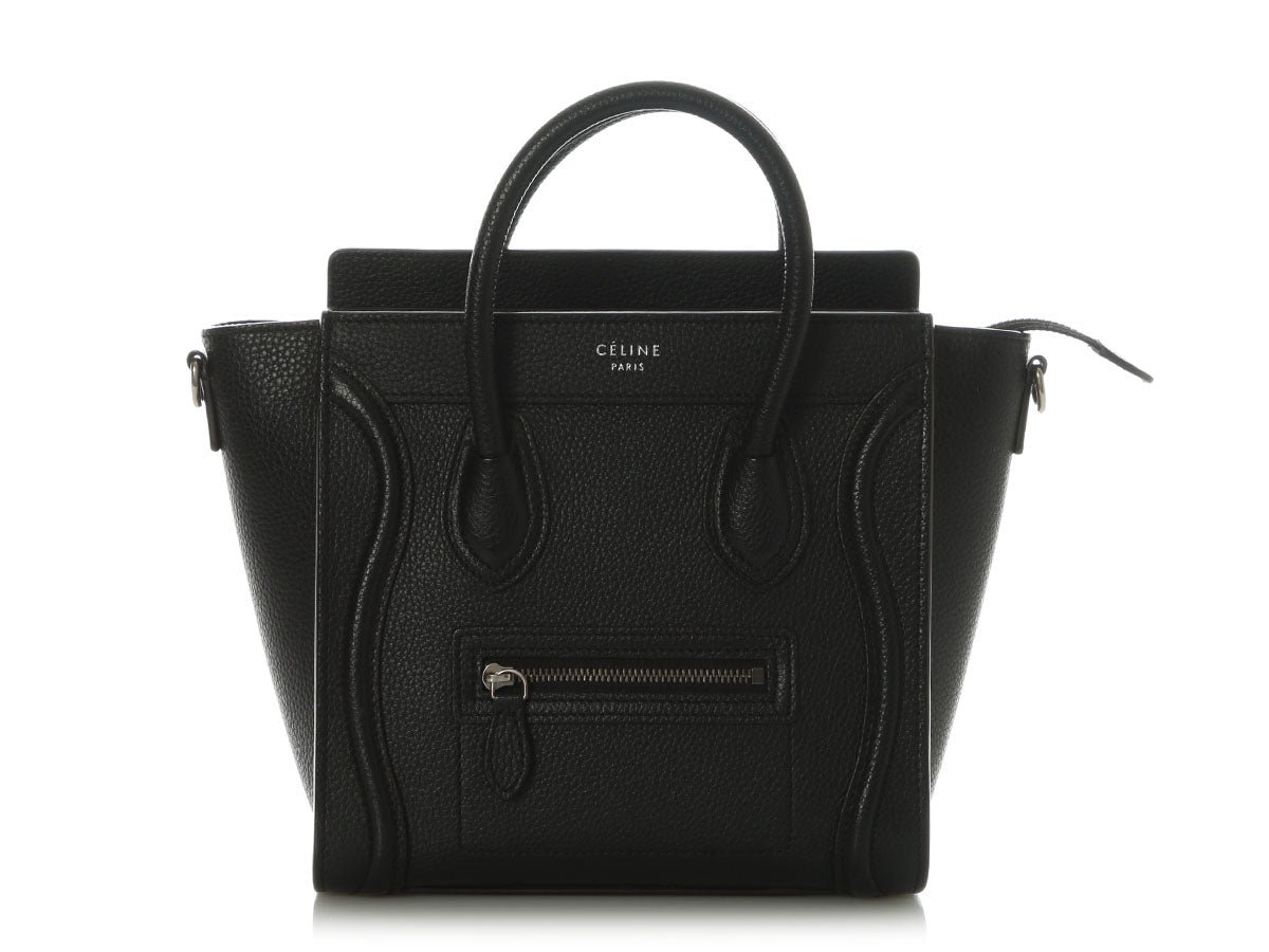 Celine Black Drummed Calfskin Nano Luggage