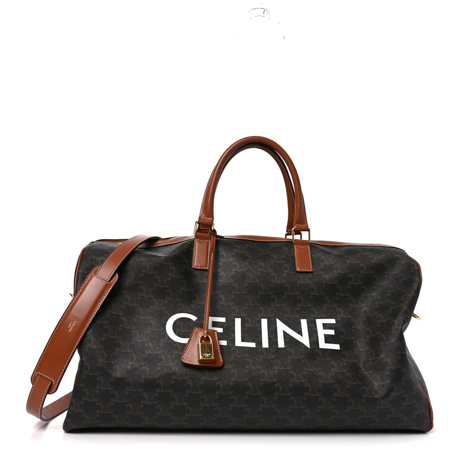 Celine Triomphe Canvas Large Voyage Duffle Tan