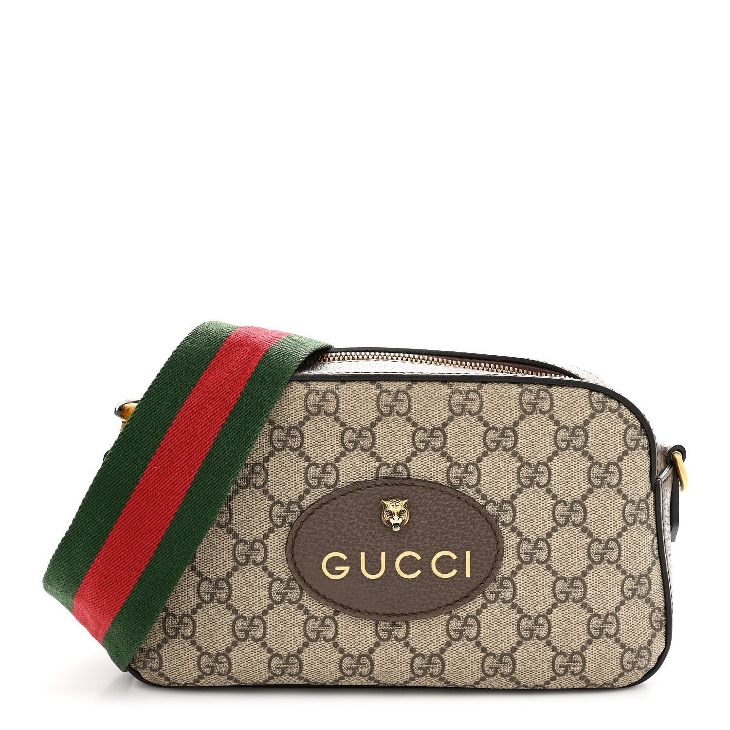 Gucci GG Supreme Monogram Web Neo Vintage Shoulder Bag Beige New Acero Crop