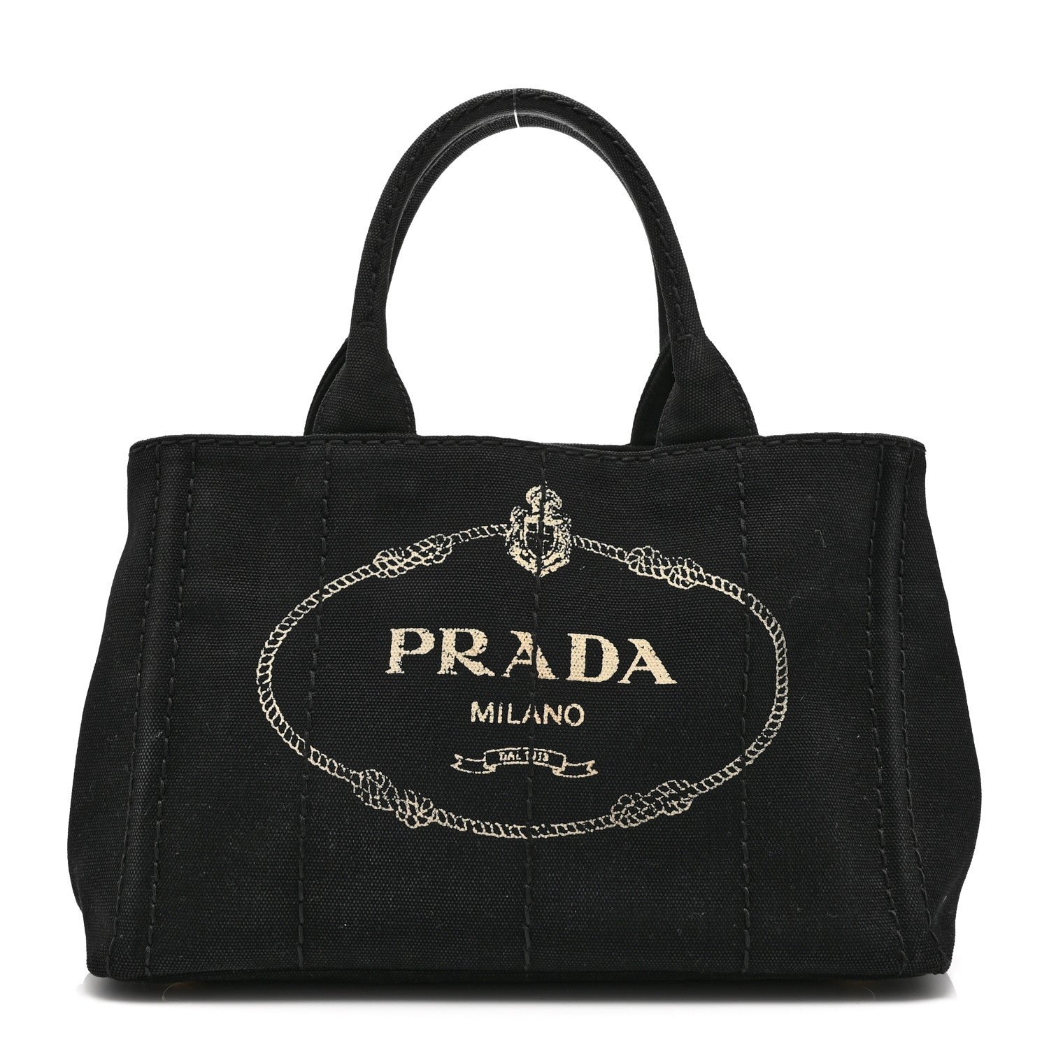 Prada Canapa Small Logo Tote Black Talco