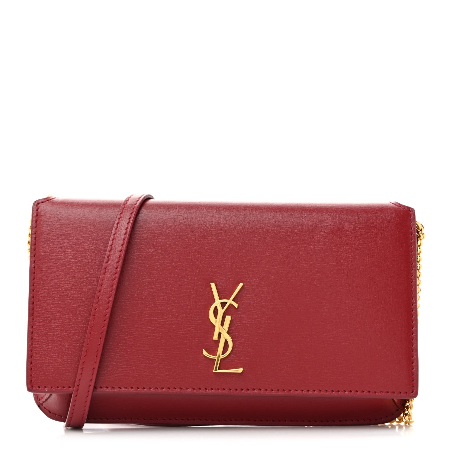 Saint Laurent Smooth Calfskin Monogram Phone Holder Crossbody Opyum Red