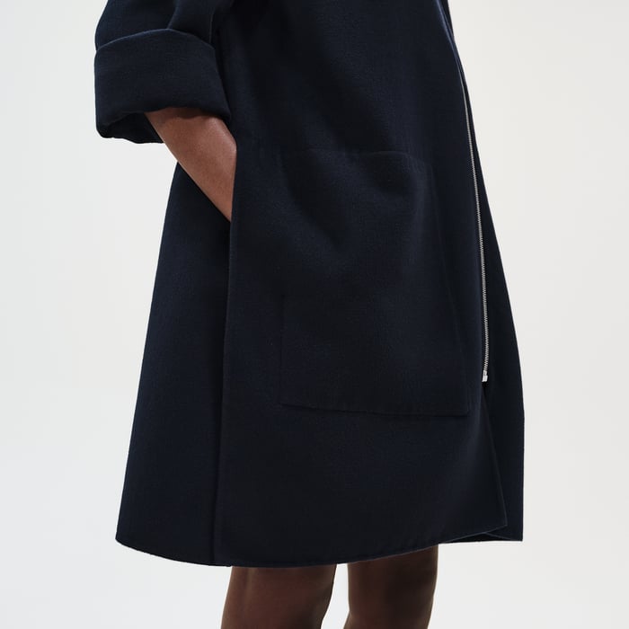 Bleu Noir Wool Zipped Coat