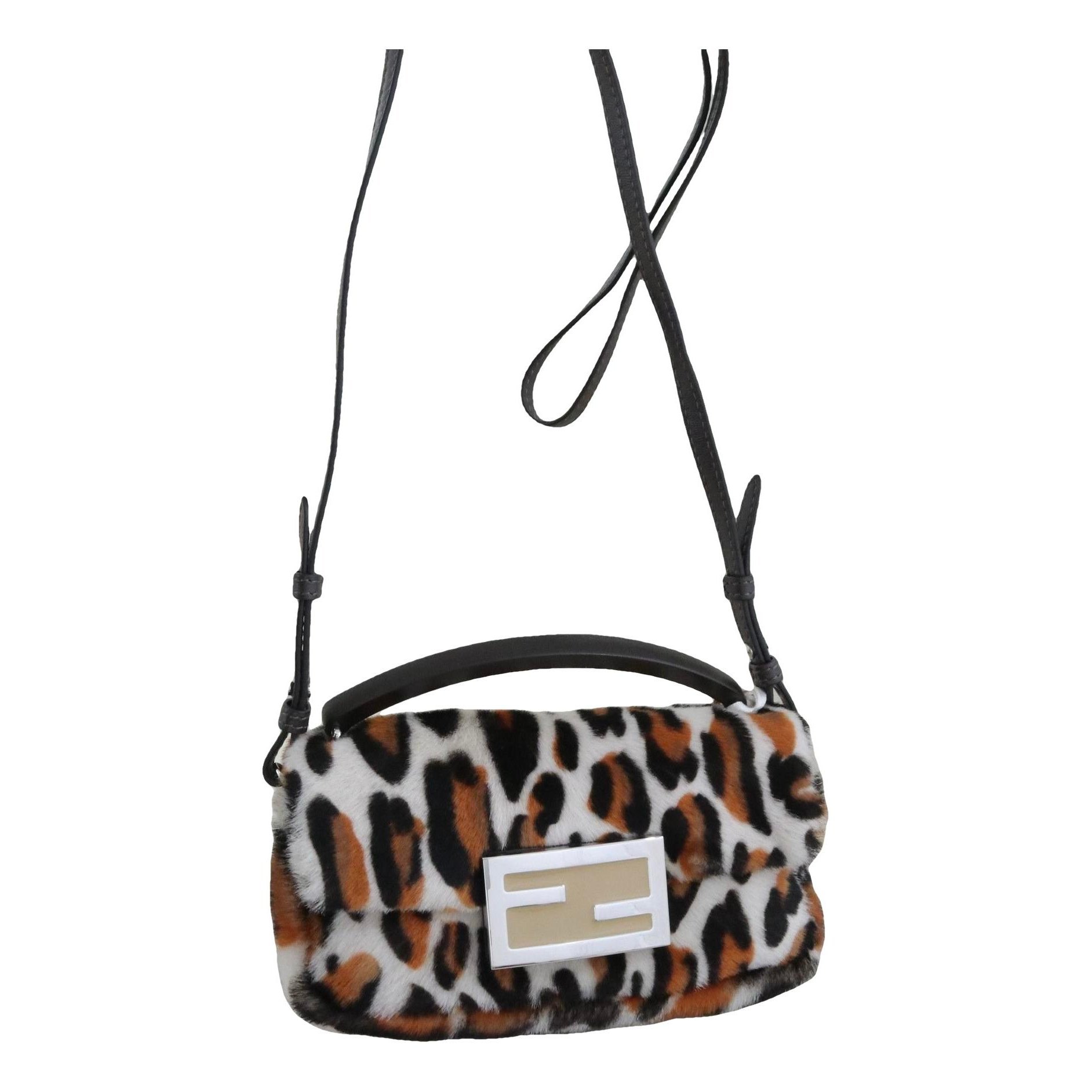 Baguette faux fur handbag