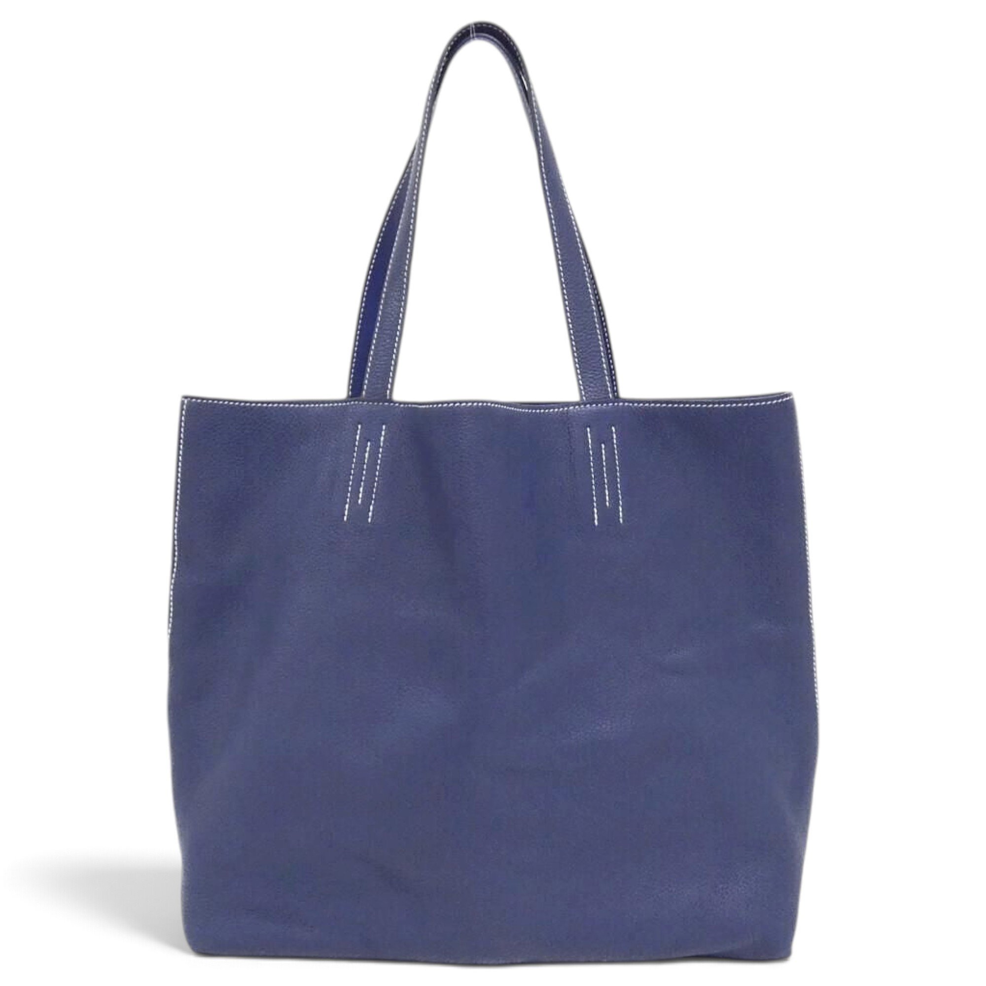 Double sens leather handbag