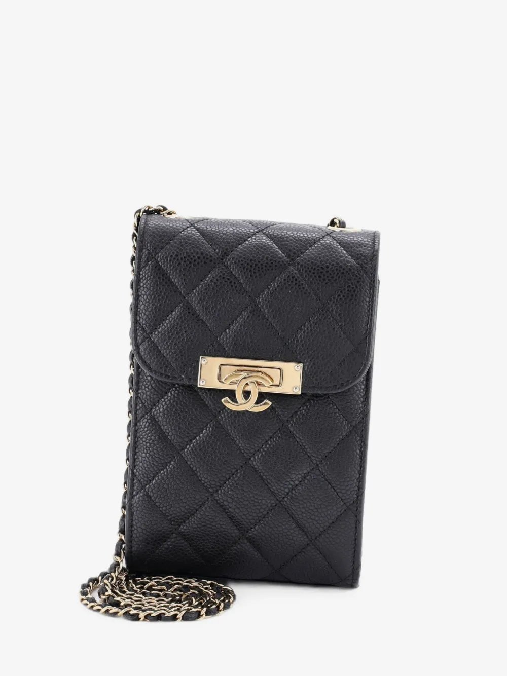 Golden Class Phone Holder Quilted Caviar crossbody bag