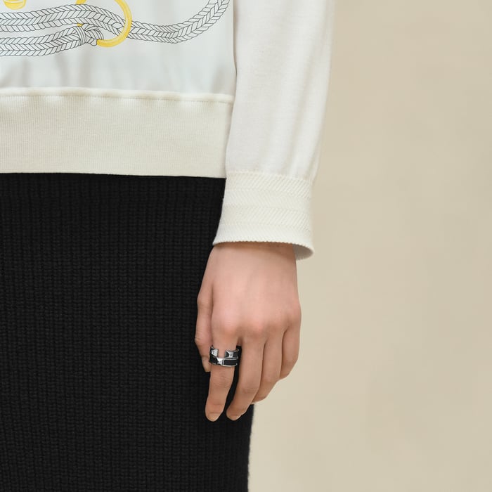 Blanc Nacre "Palefroi Remix" Long-sleeve Twillaine Sweater