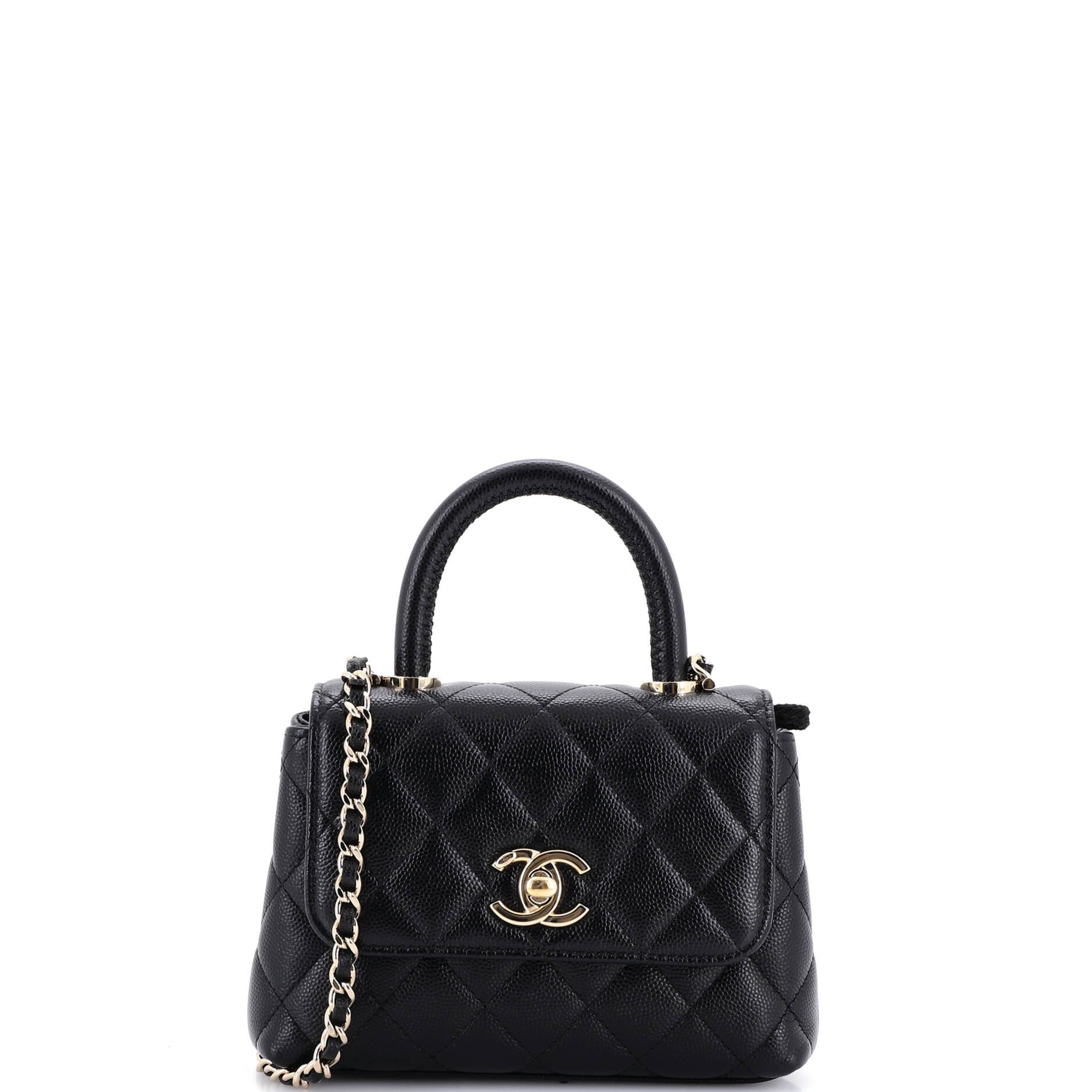Coco Top Handle Bag Quilted Caviar Extra Mini