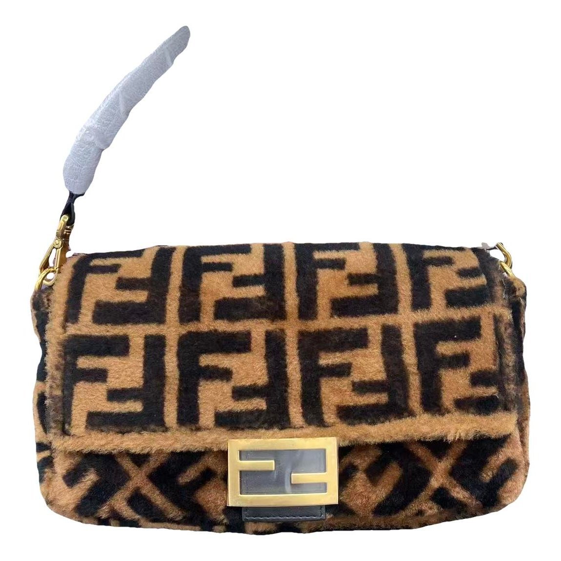 Baguette faux fur handbag